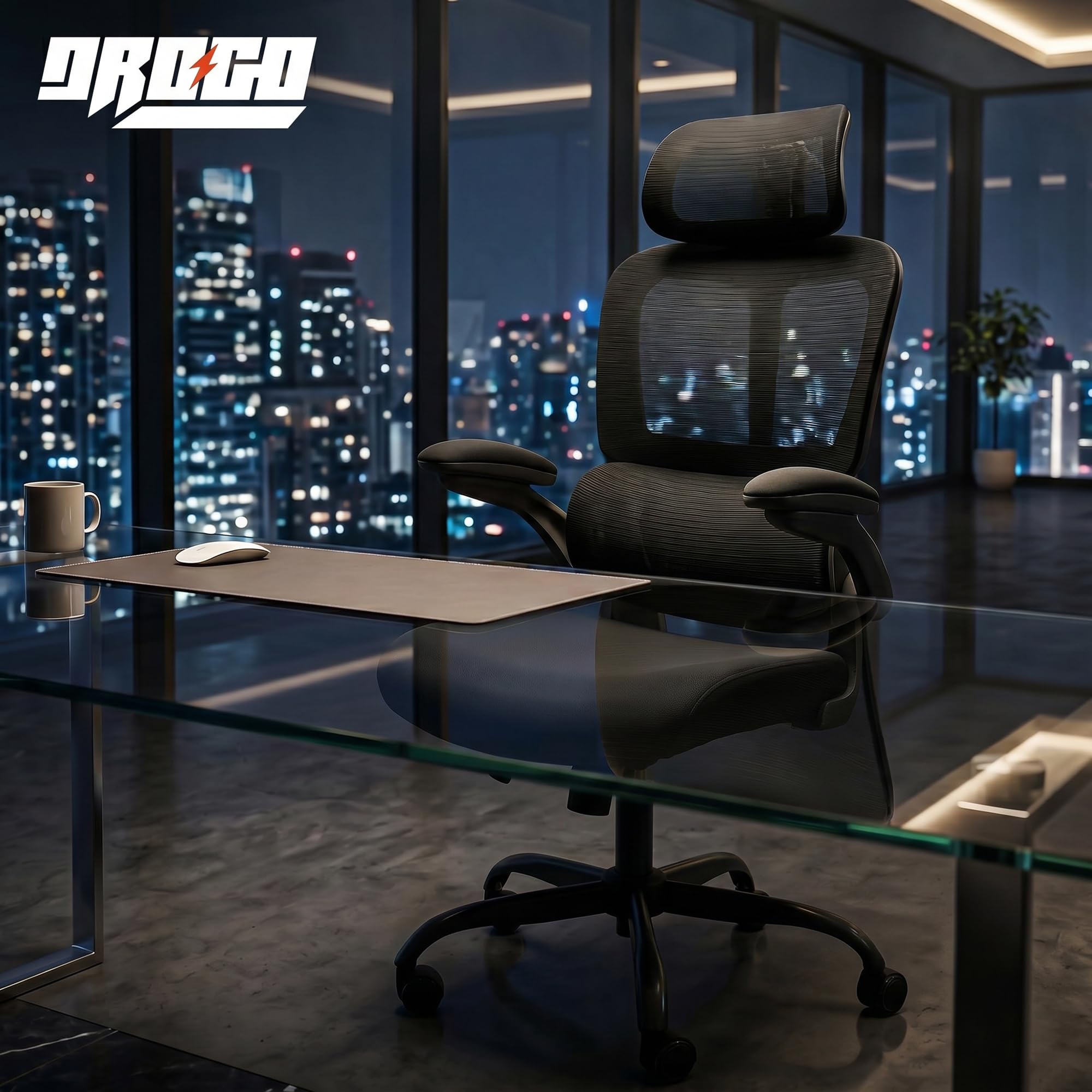 Drogo AeroFlex Ergonomic Office Chair for Work from Home, Flip-up Armrest & Recline