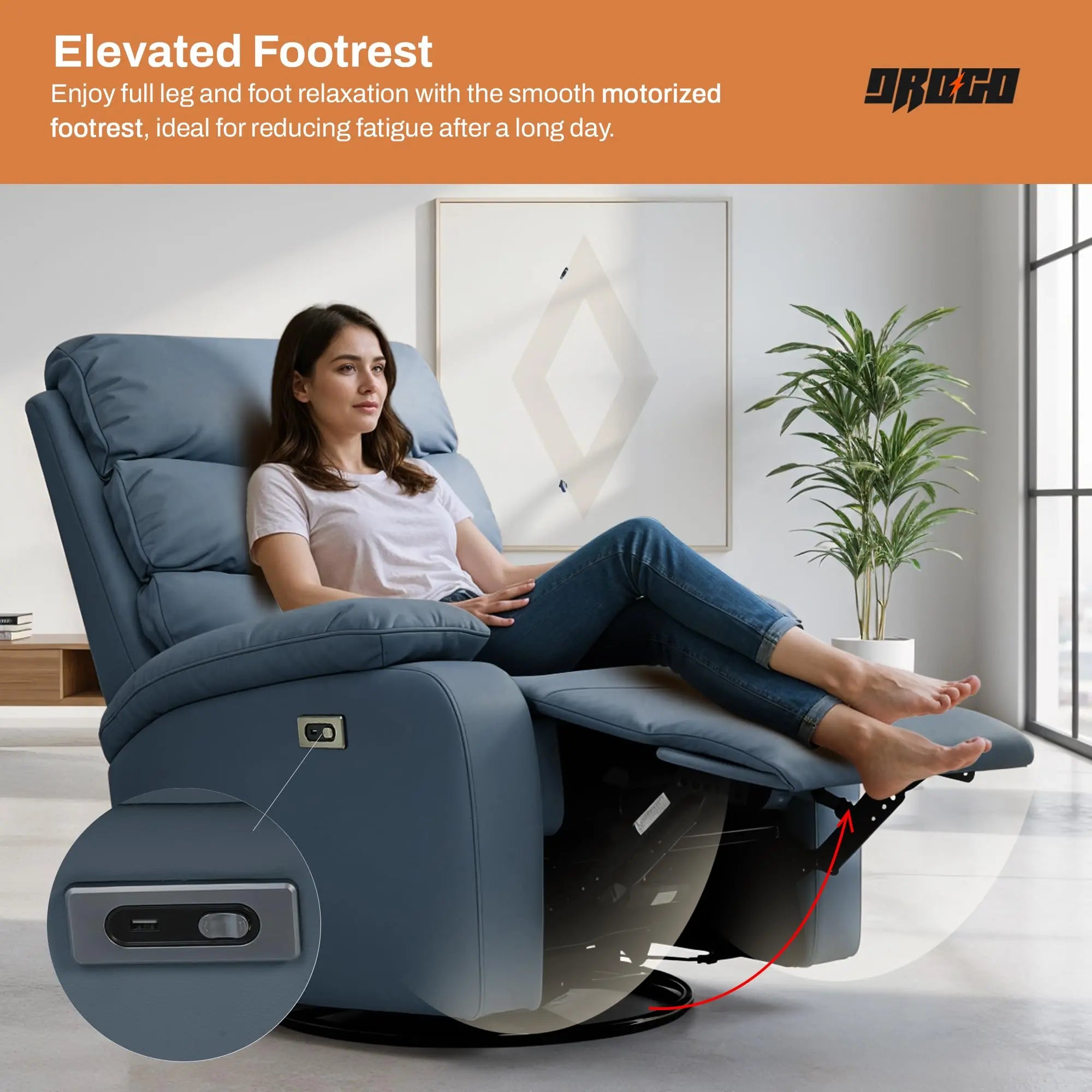 Pre Order Drogo Velora Electric Motorised Recliner Sofa 1 Seater with Rocking, Revolving & Rapid Recline Technology Drogo India