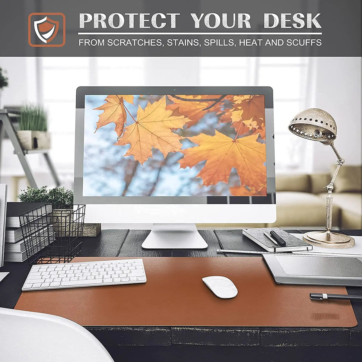 Drogo Dual-Sided Vegan Leather Mouse Pad Desk Mat for Office Desk Accessories/Gaming (90x45cm) Galaxy Incorporation