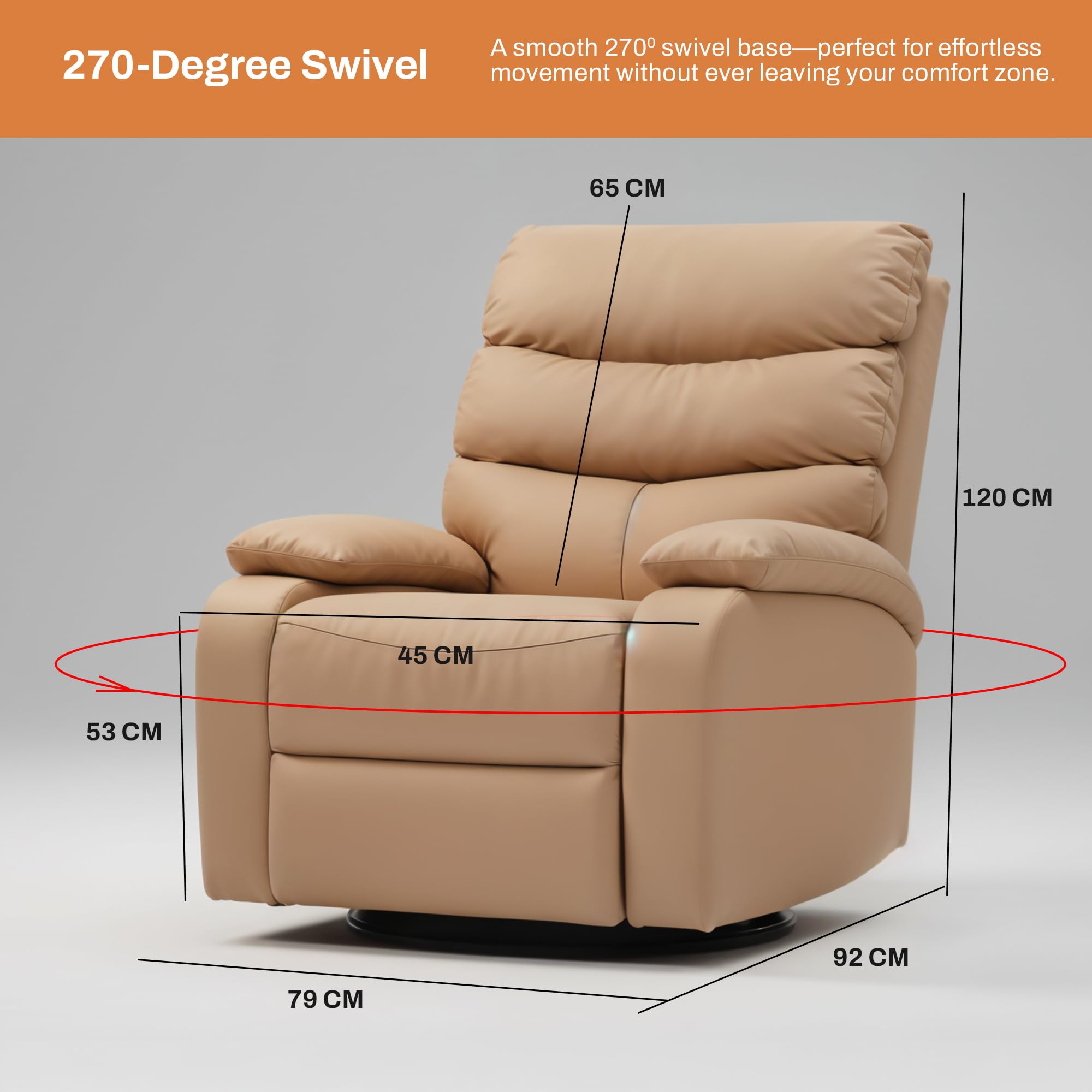 Drogo Velora Electric Motorised Recliner Sofa 1 Seater with Rocking, Revolving & Rapid Recline Technology