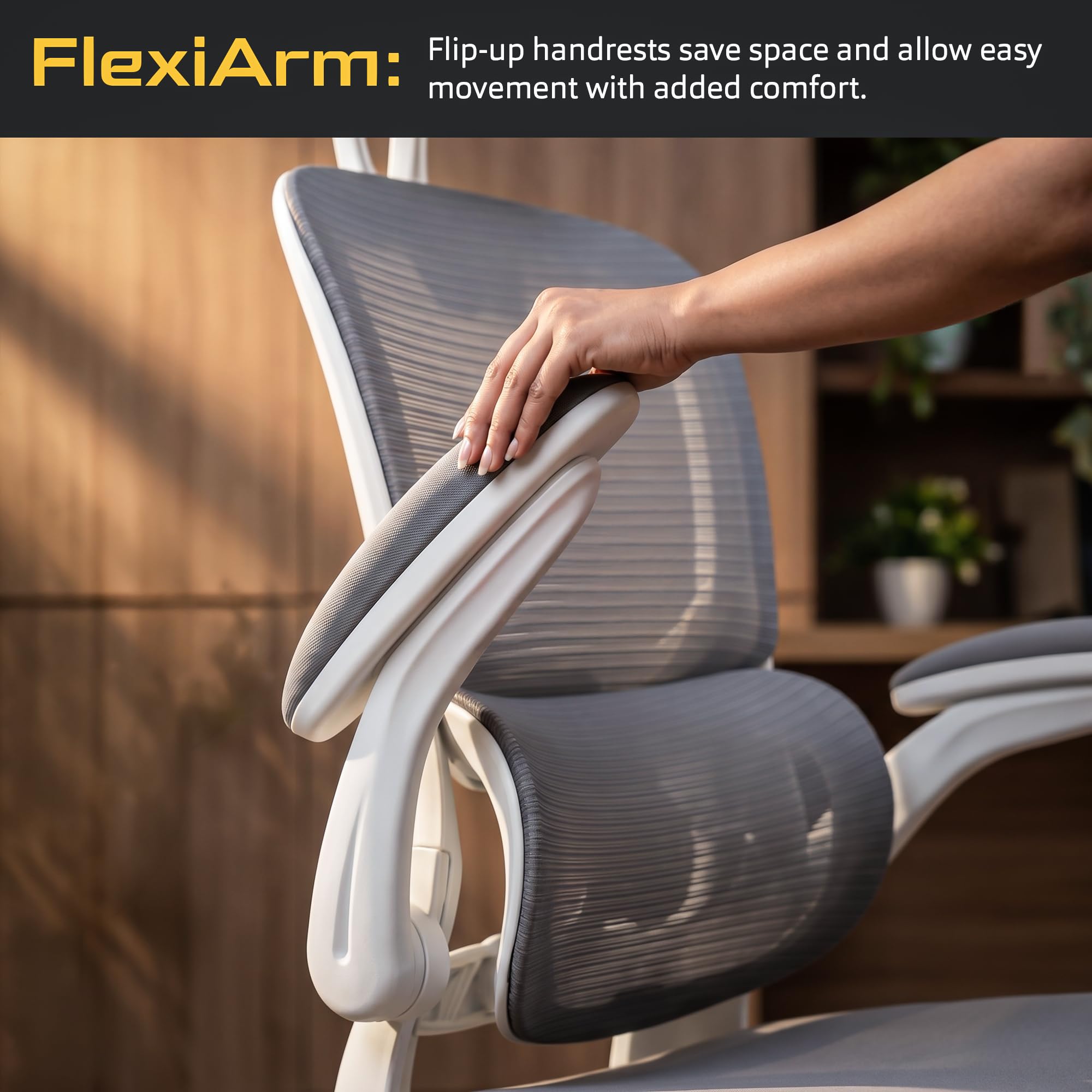 Drogo AeroFlex Ergonomic Office Chair for Work from Home, Flip-up Armrest & Recline