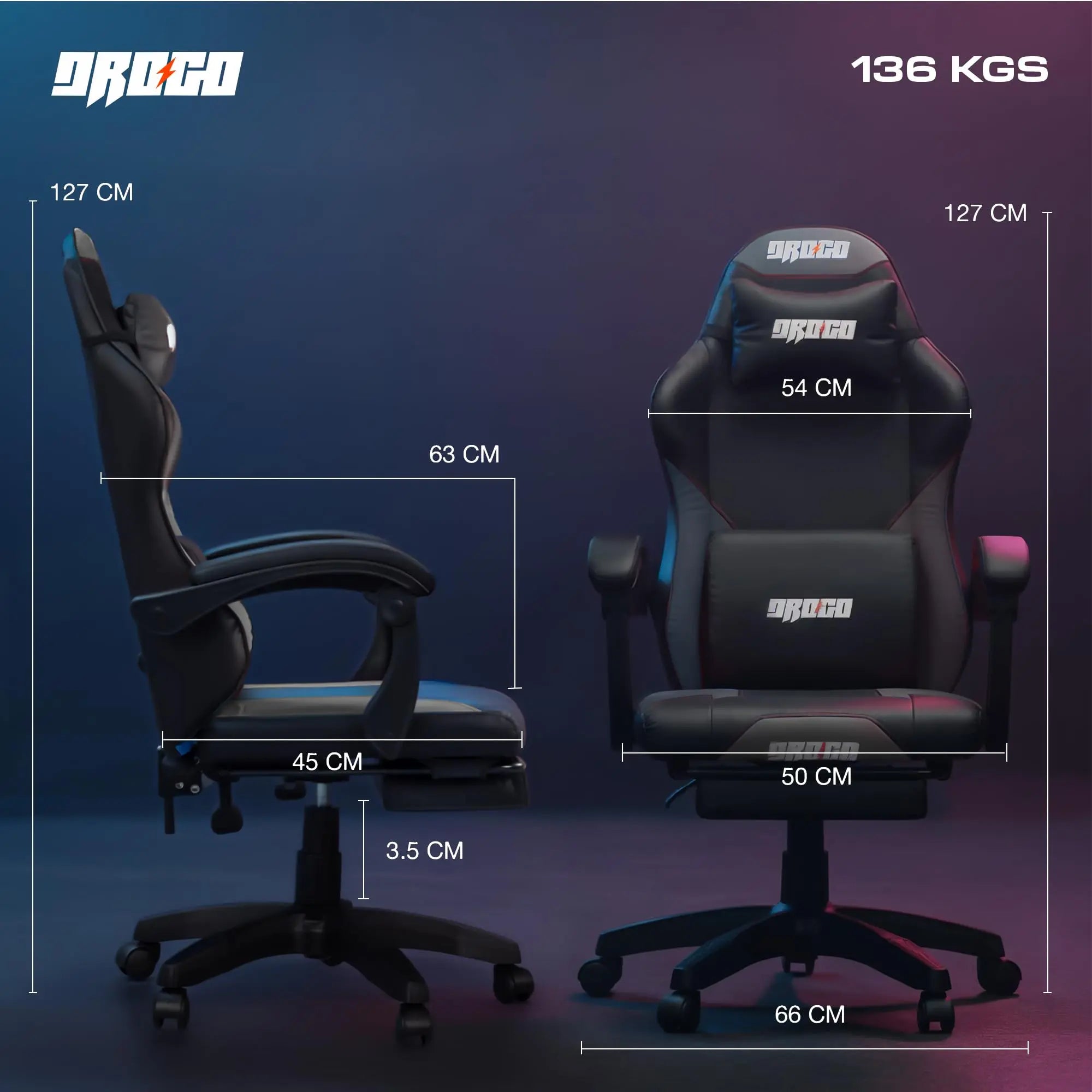 Drogo Auro X1 Ergonomic Gaming Chair with Premium PU Leather Fabric Drogo India