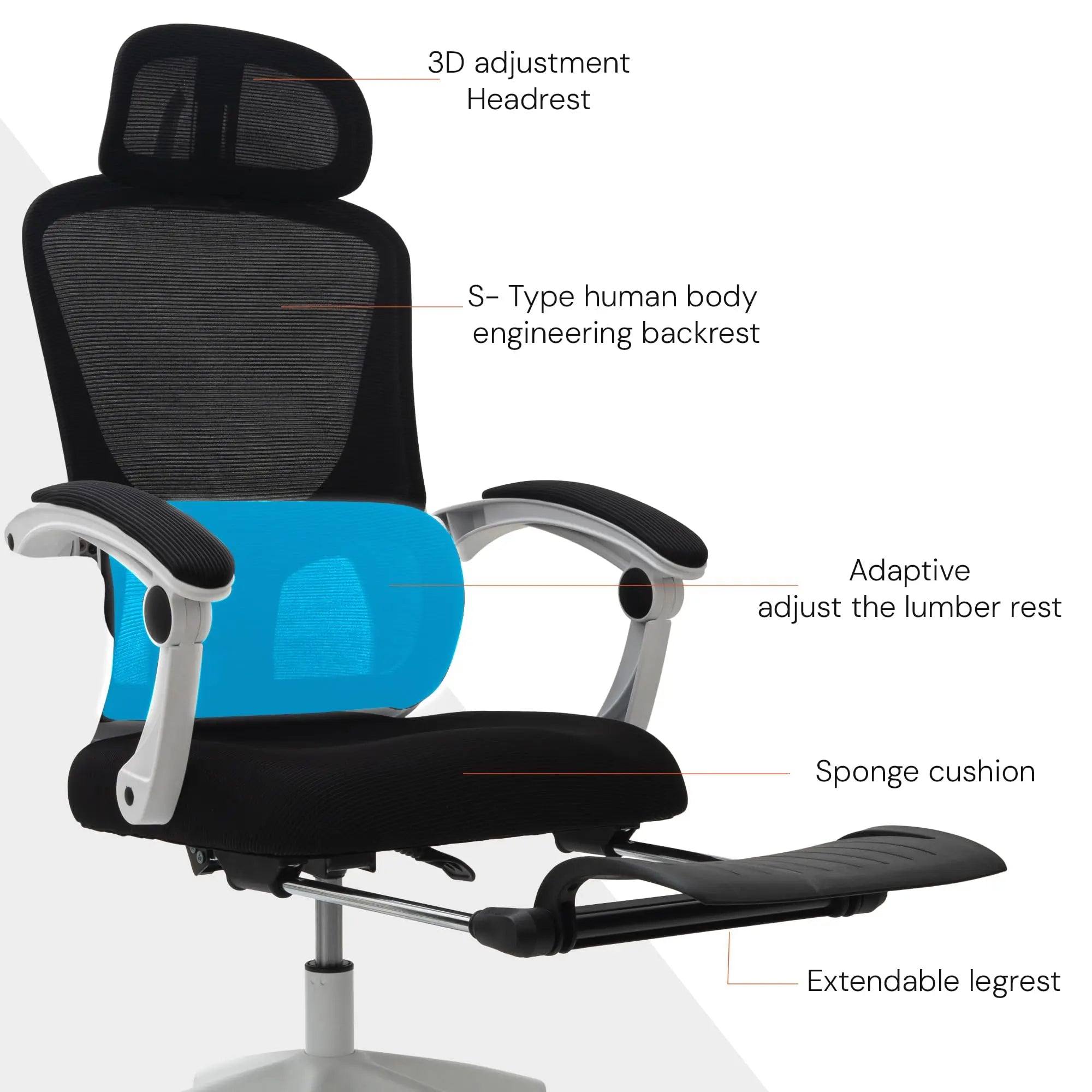 Drogo ComfortPro Premium Ergonomic Adjustable Office Chair for Work from Home,Mesh Chair for Office Galaxy Incorporation