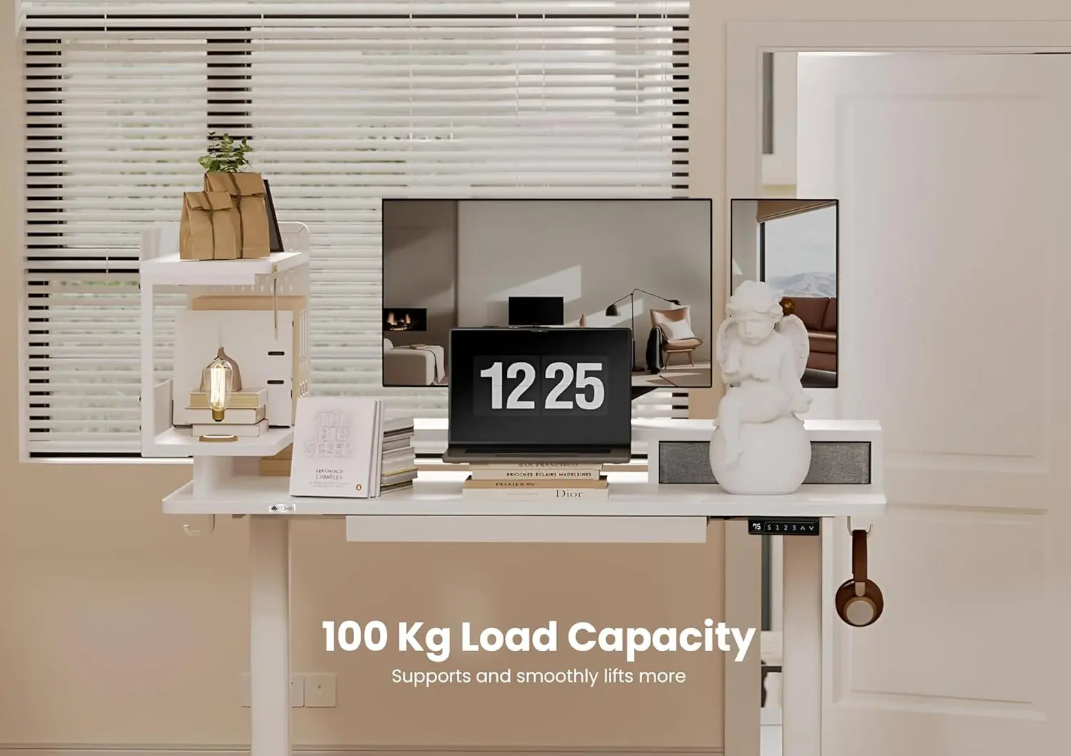 Drogo Artikel Stackon Electric Height Adjustable Standing Desk with Shelves (Left Cabinet) Drogo India