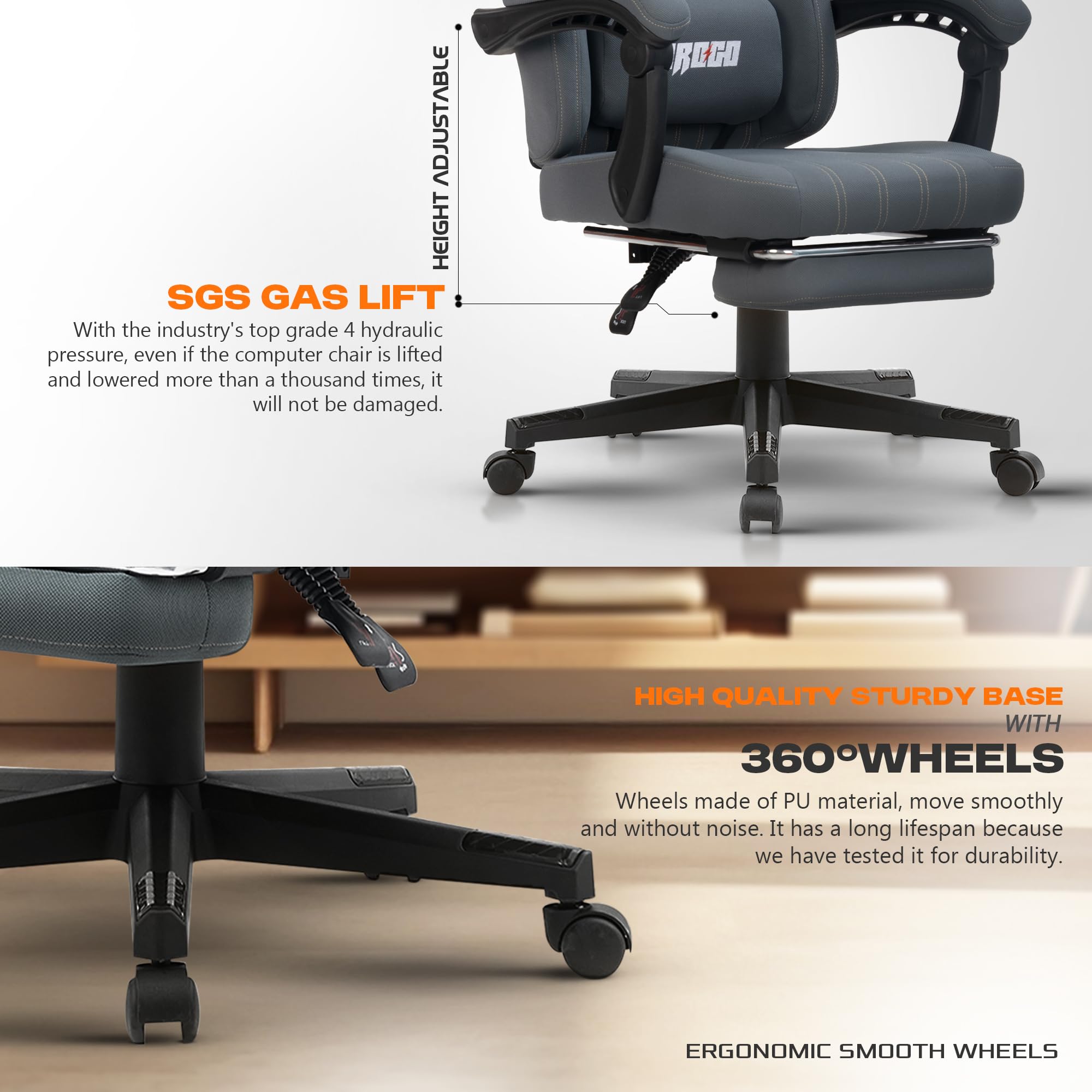 Drogo Apex Ergonomic Gaming Chair, Highback Computer Chair with Linkage Armrest
