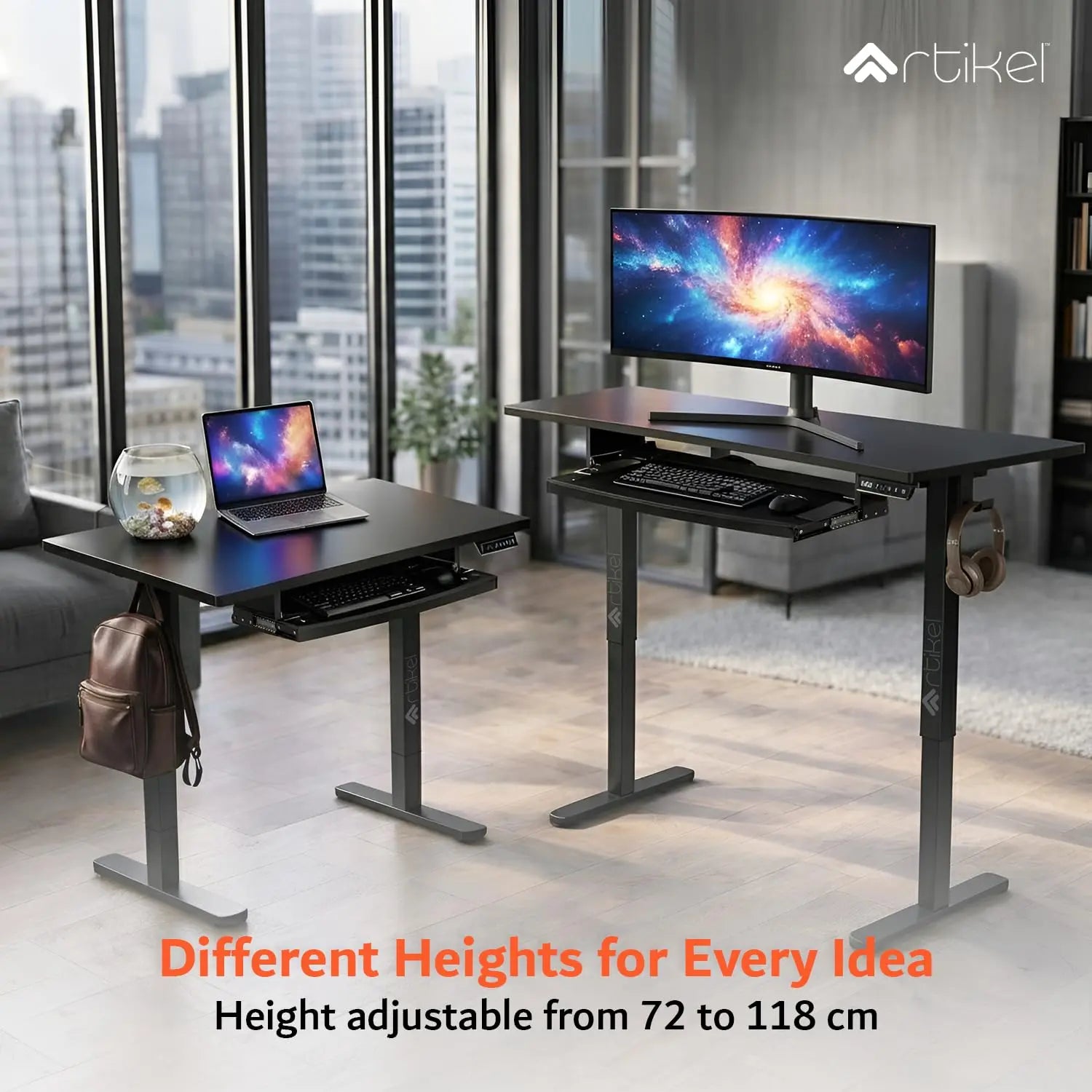 Drogo XX-Large Electric Height Adjustable Table for Office Work with Keyboard Tray Sit Stand Gaming Desk (160x75cm) Drogo India