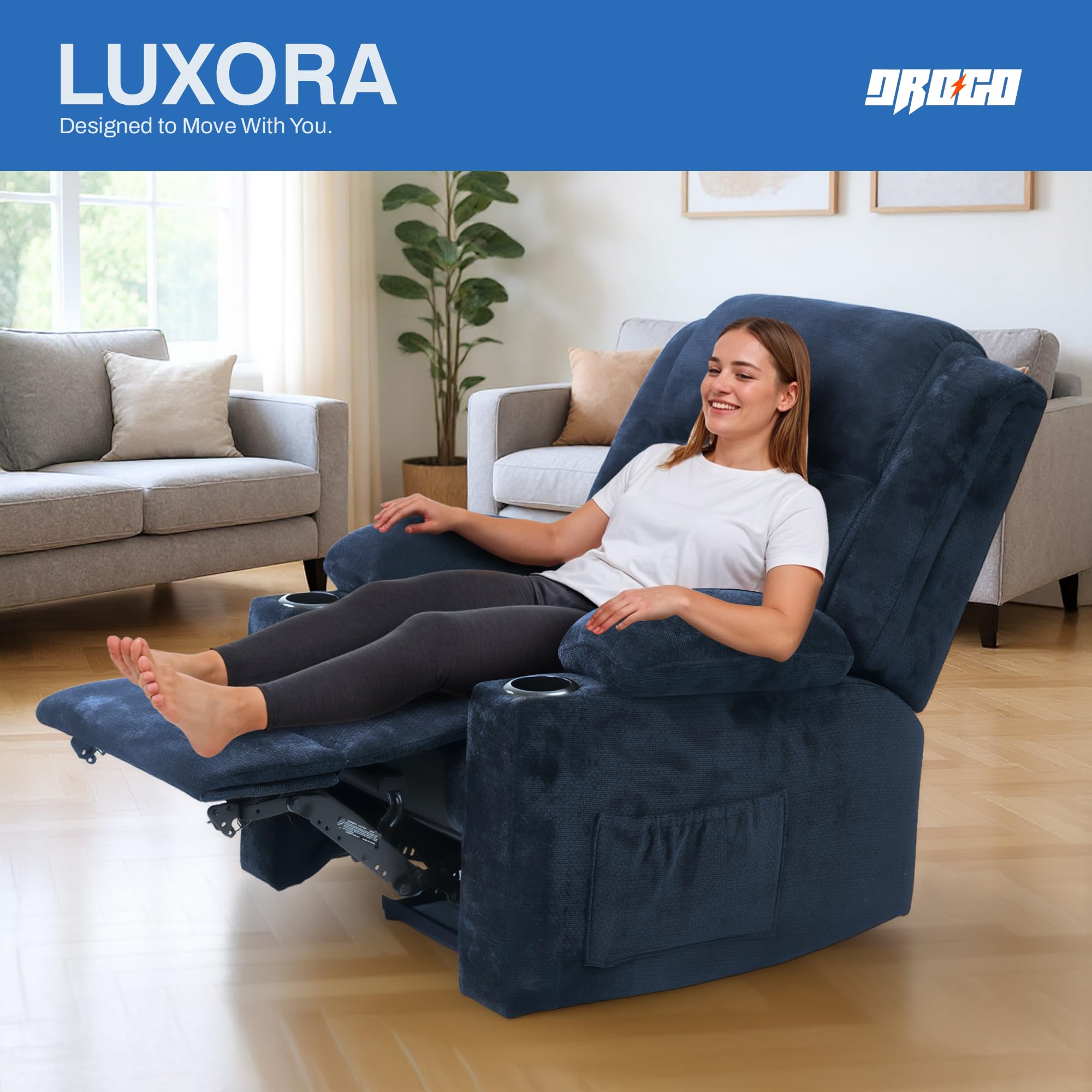 Drogo Luxora Zero Gravity Electric Motorised Single Seater Recliner Sofa with Rapid Recline Technology