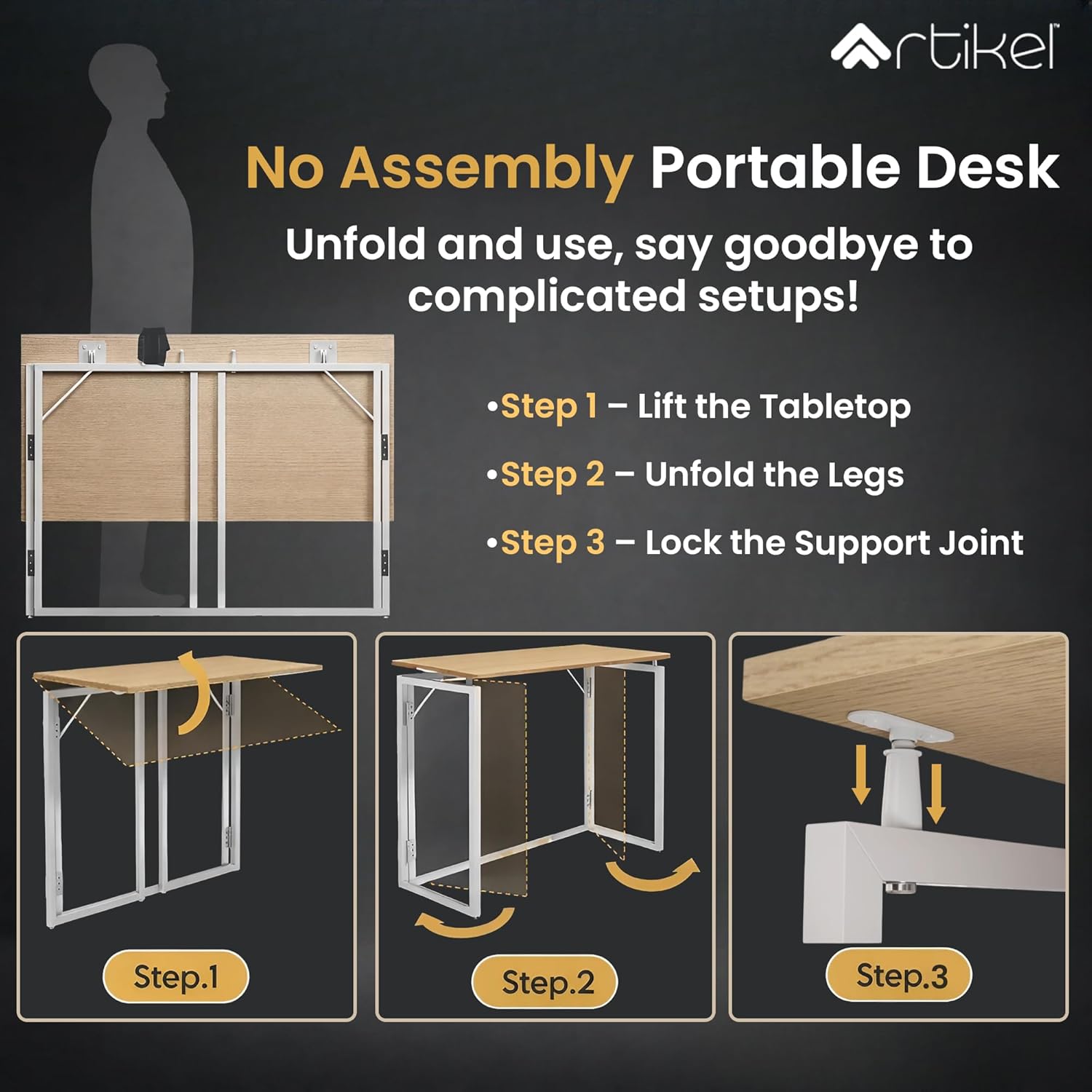 Drogo Foldable Wooden Study Table Computer Desk for Home Office Drogo