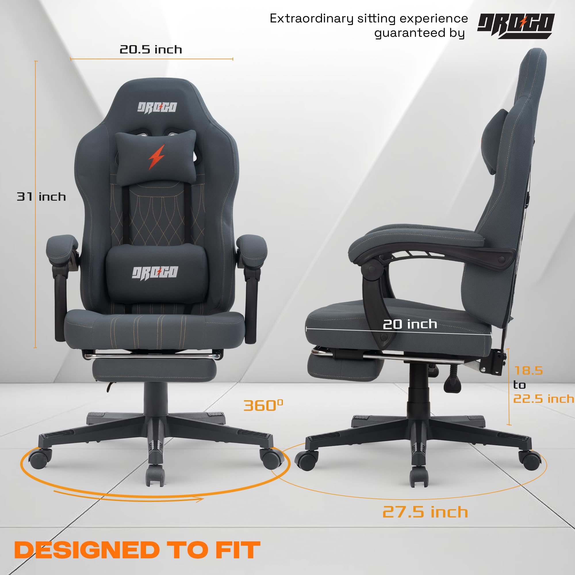 Drogo Apex Ergonomic Gaming Chair, Highback Computer Chair with Linkage Armrest