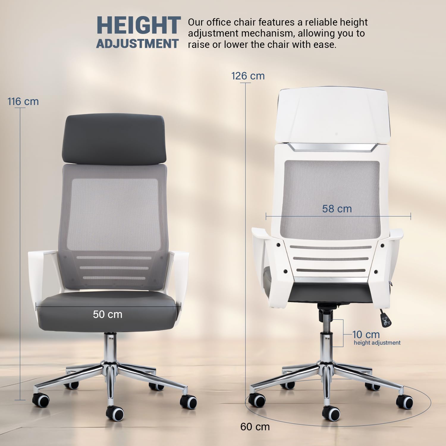 Drogo Lumina Pro Ergonomic Premium Leatherette Office Chair for Work at Home