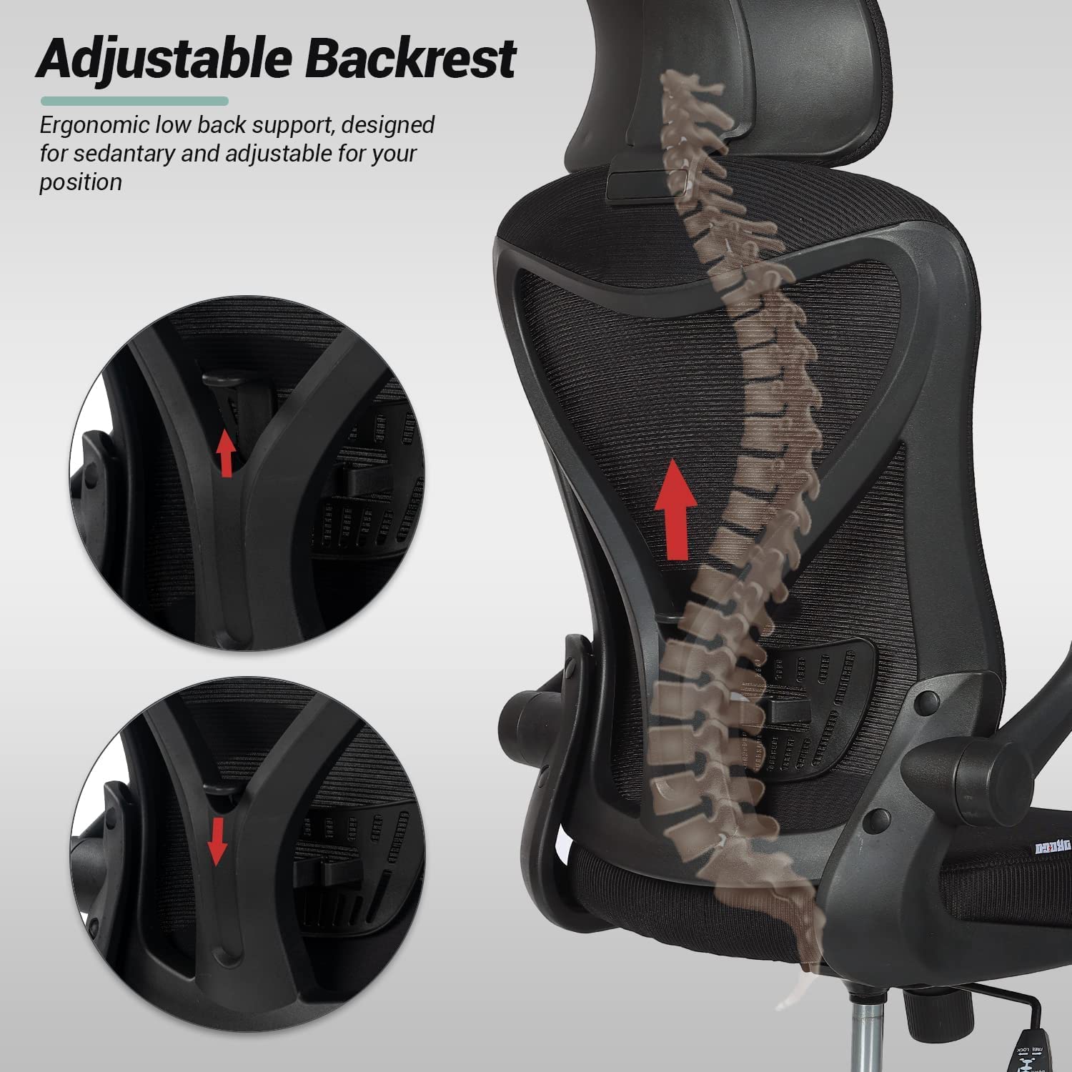 Drogo Marshal Pro Premium Ergonomic Office Chair for Work from Home, Flip-up Armrest