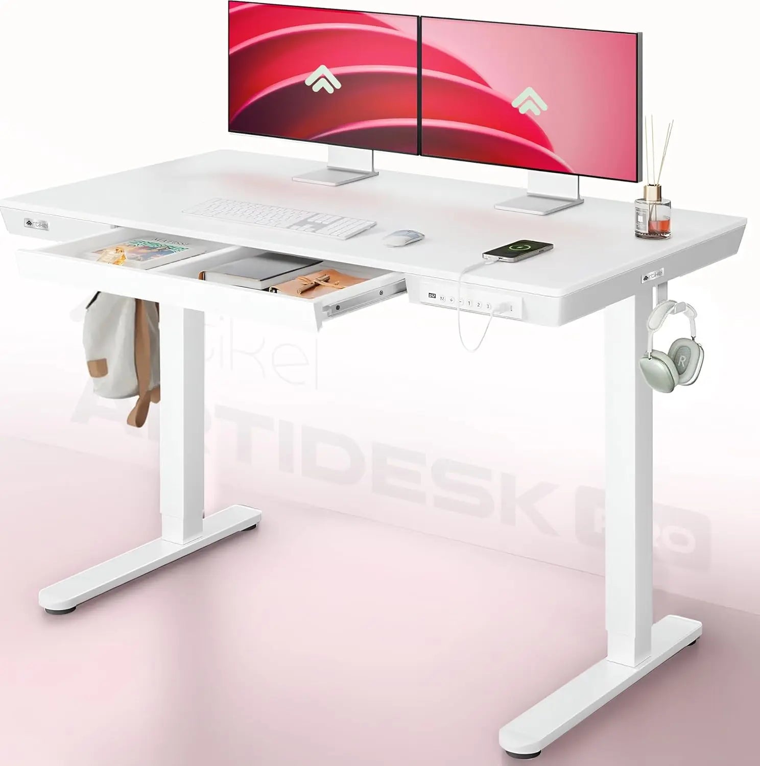 Drogo Artikel Advanced Pro Electric Height Adjustable Desk DIY with 3 Year Warranty Sit Stand Computer Desk 120 X 60 Cm - White Drogo India
