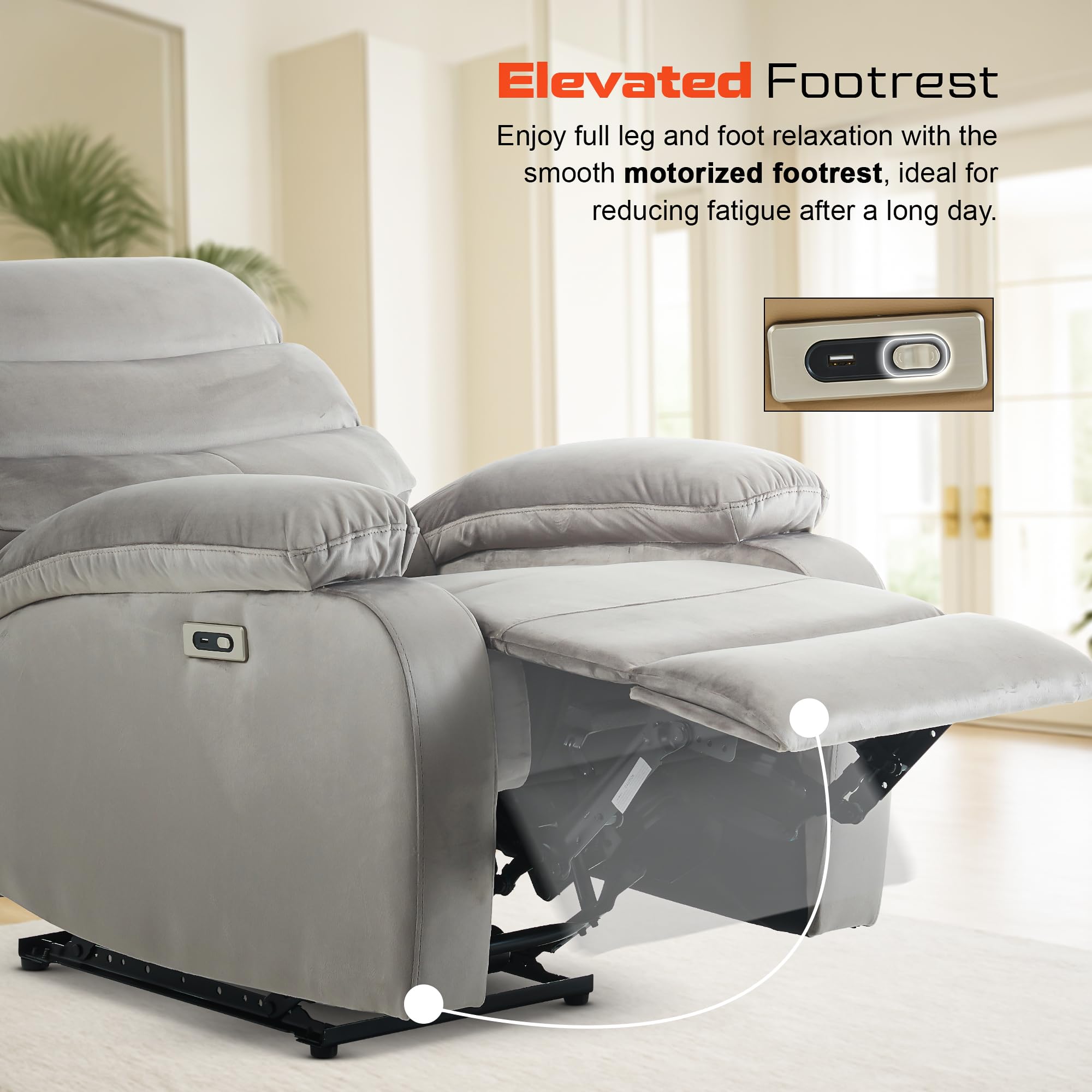 DROGO Valerium Electric Motorised 1 Seater Recliner Sofa with Rapid Recline Technology