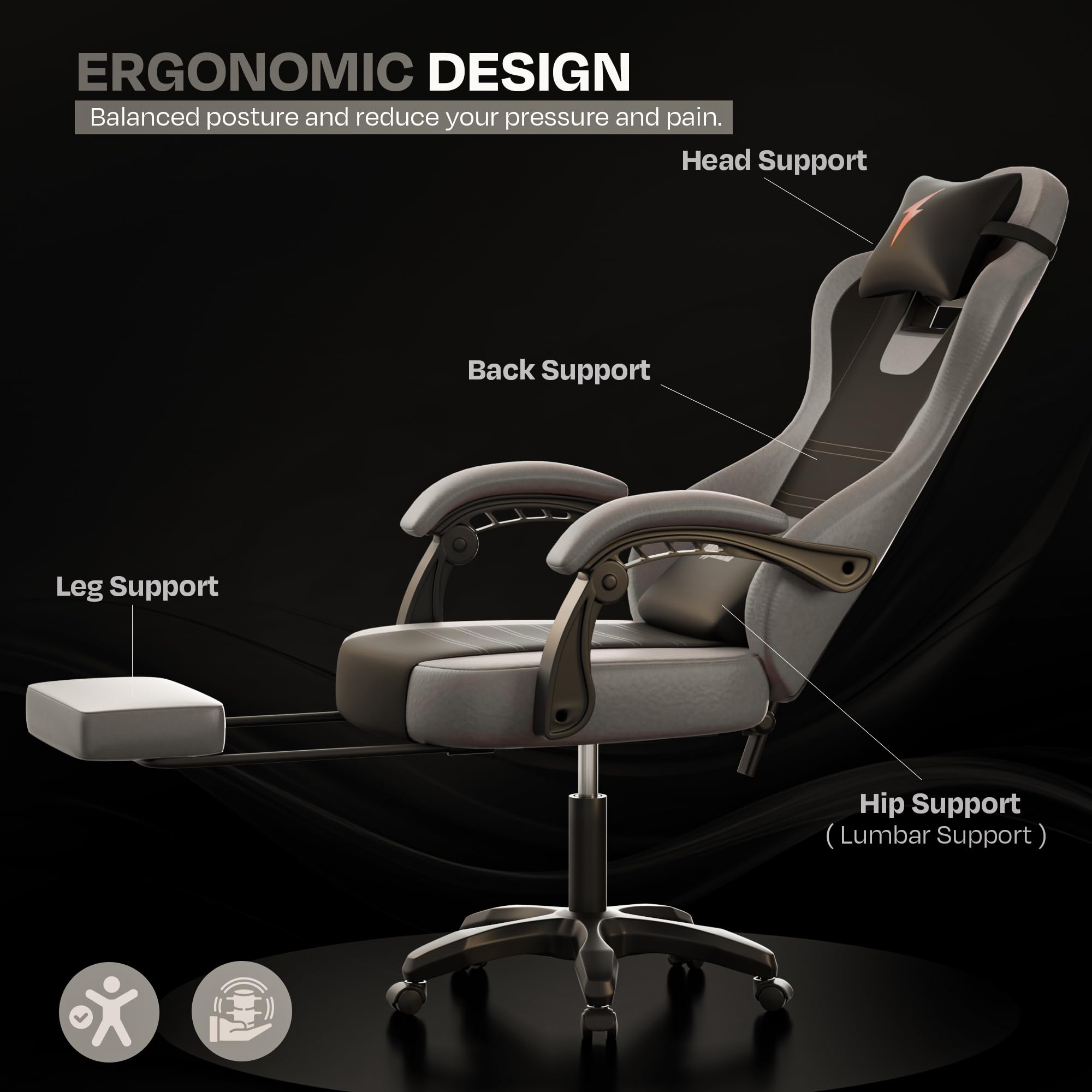 Drogo Aura Ergonomic Gaming Chair with Premium PU Leather Fabric