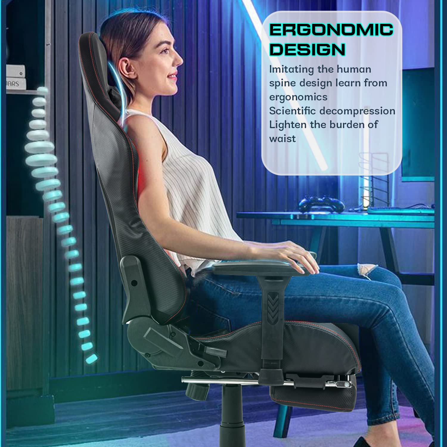 Drogo Emperor Pro Ergonomic Gaming Chair With Footrest, Adjustable Seat & 3D Arm Rest