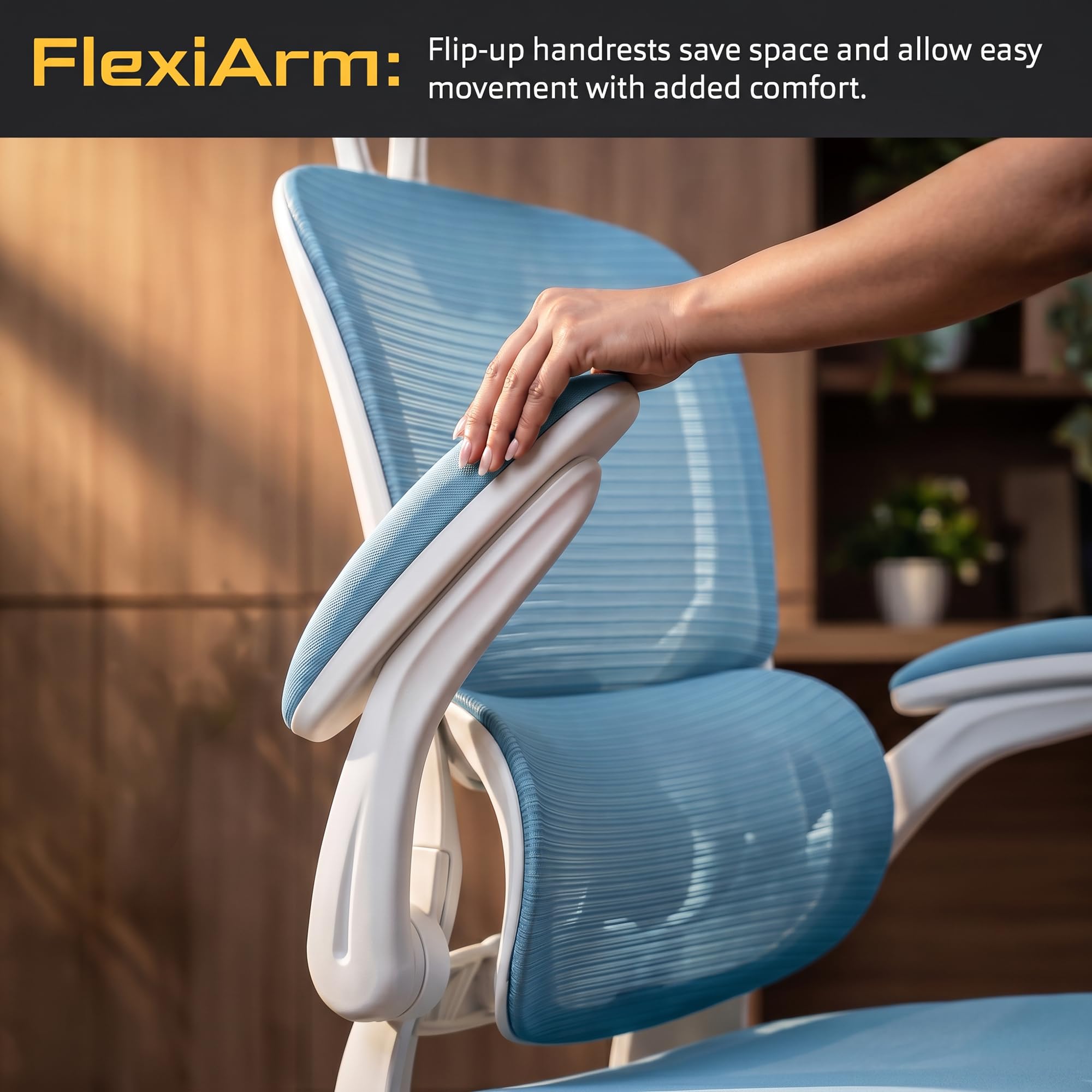 Drogo AeroFlex Ergonomic Office Chair for Work from Home, Flip-up Armrest & Recline