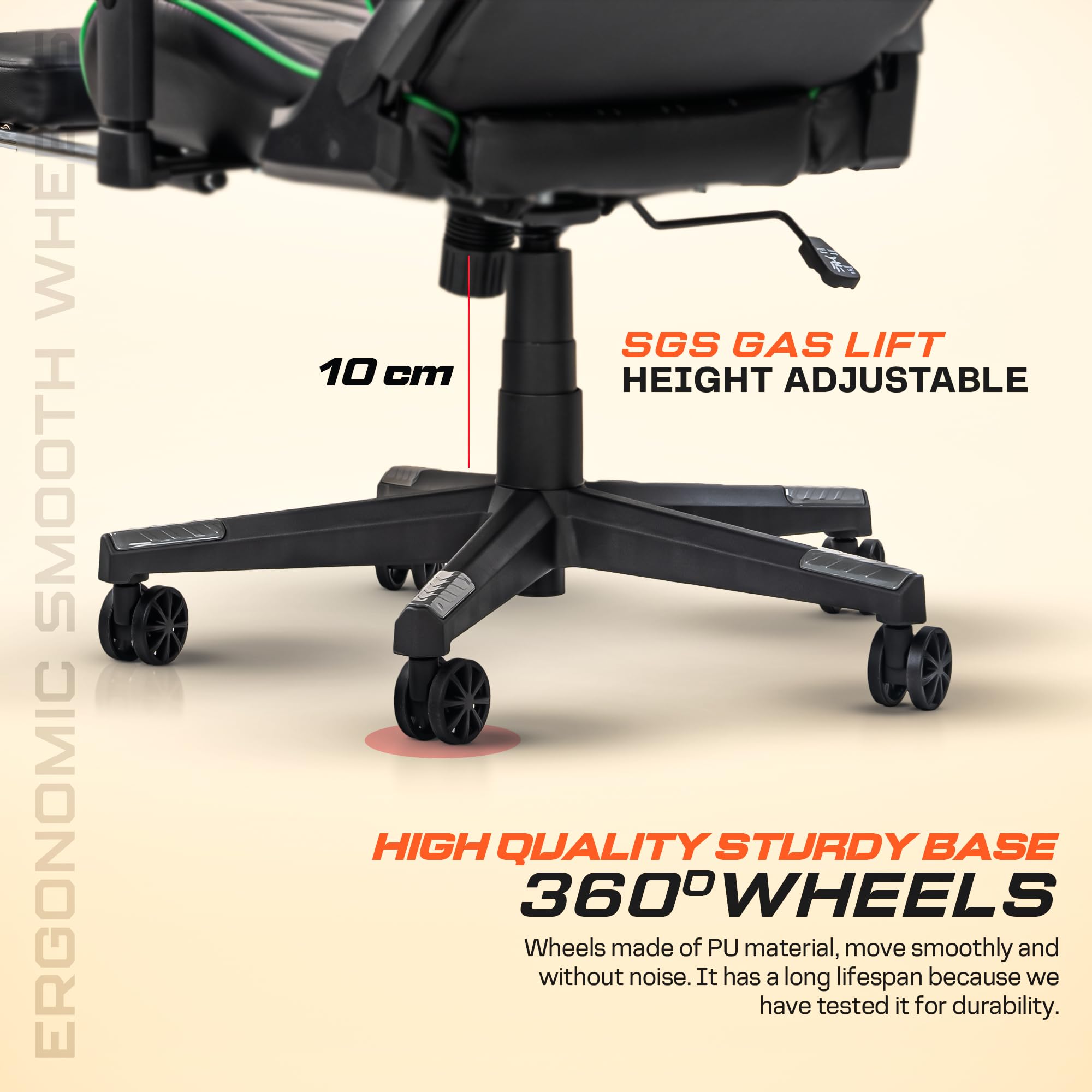 Drogo Wrath Pro Ergonomic Gaming Chair with Adjustable Seat, PU Leather