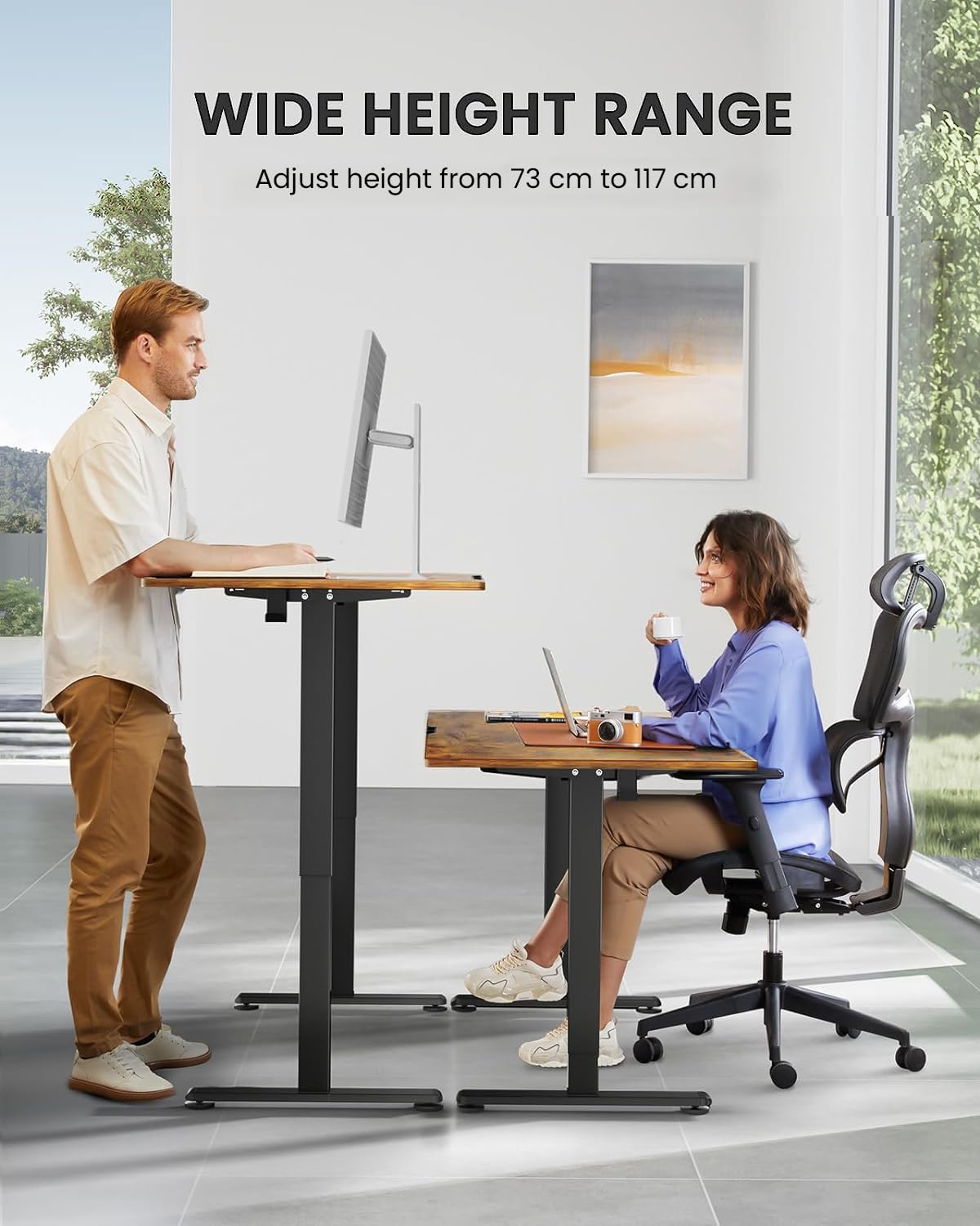 Drogo Artidesk Series Electric Height Adjustable Table Diy, Sit Stand Gaming Desk, with 3 Yr Warranty 110X60Cm - Vintage Brown