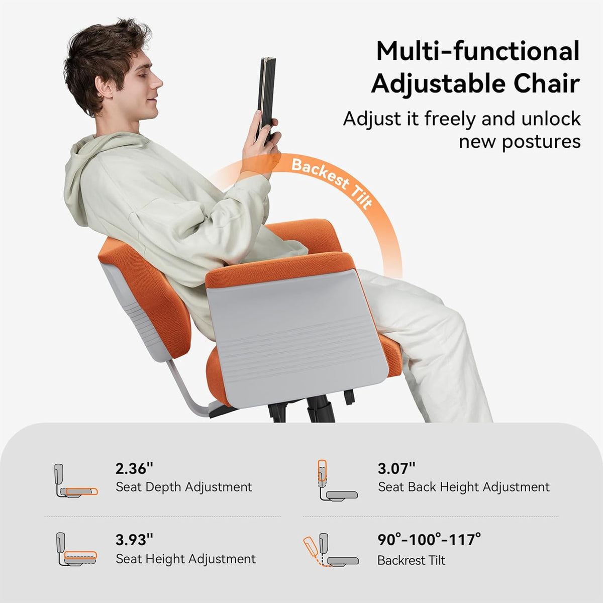 Freedom-X Multi-Position Cross Legged Office Chair (Grey)