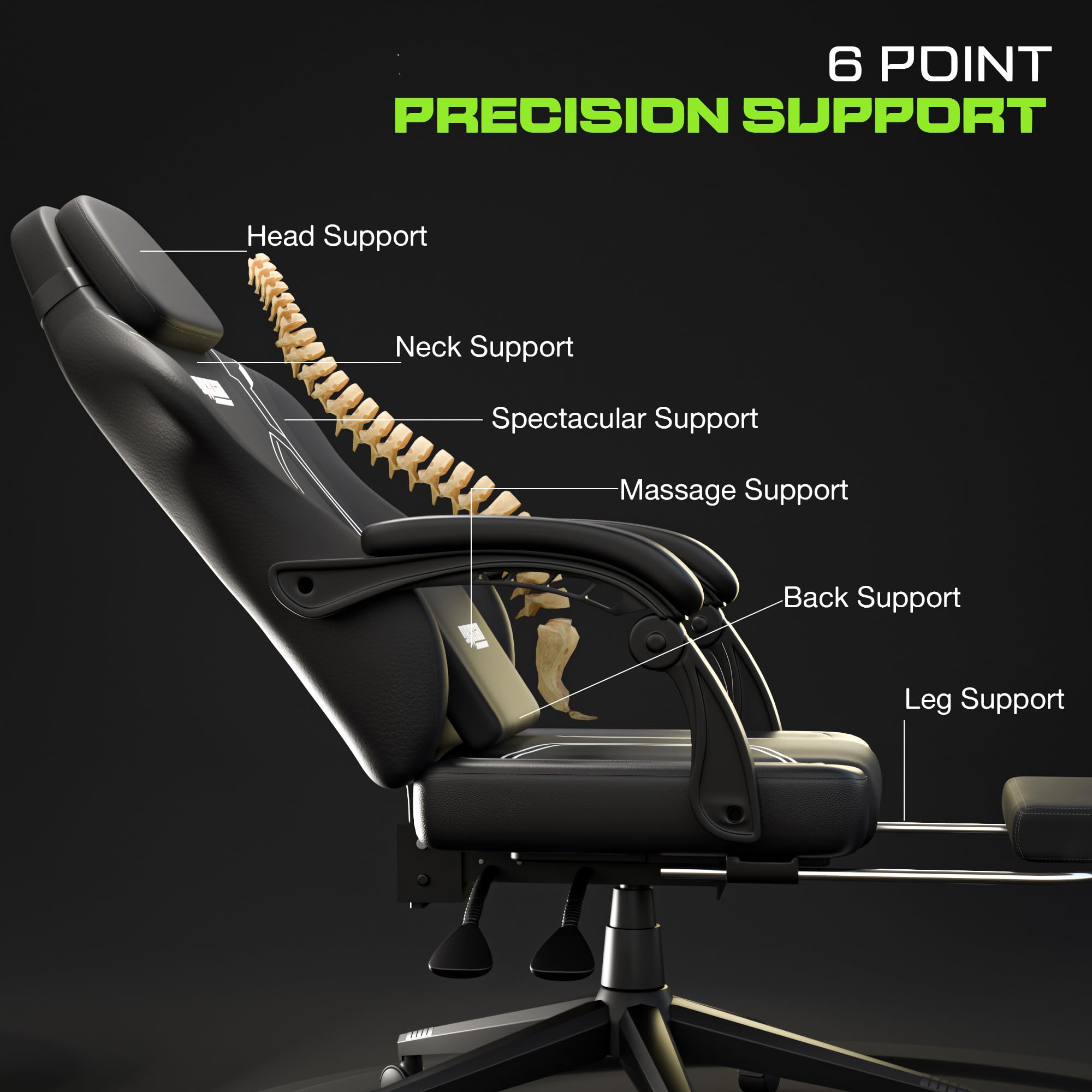Drogo Phantom Ergonomic Gaming Chair with Premium PU Leather, Adjustable Neck