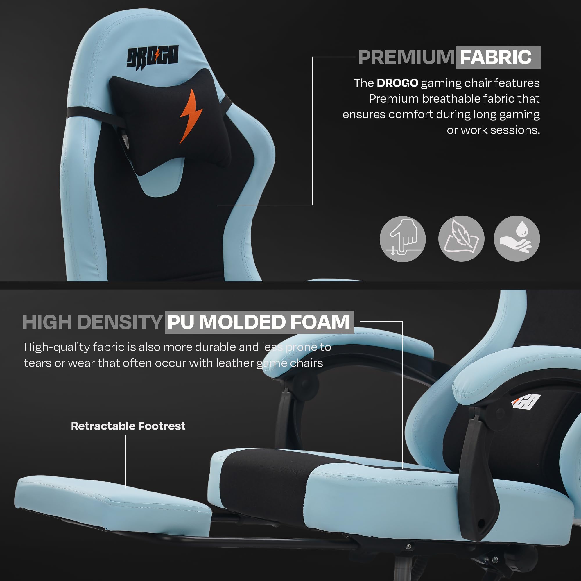 Drogo Aura Ergonomic Gaming Chair with Premium PU Leather Fabric