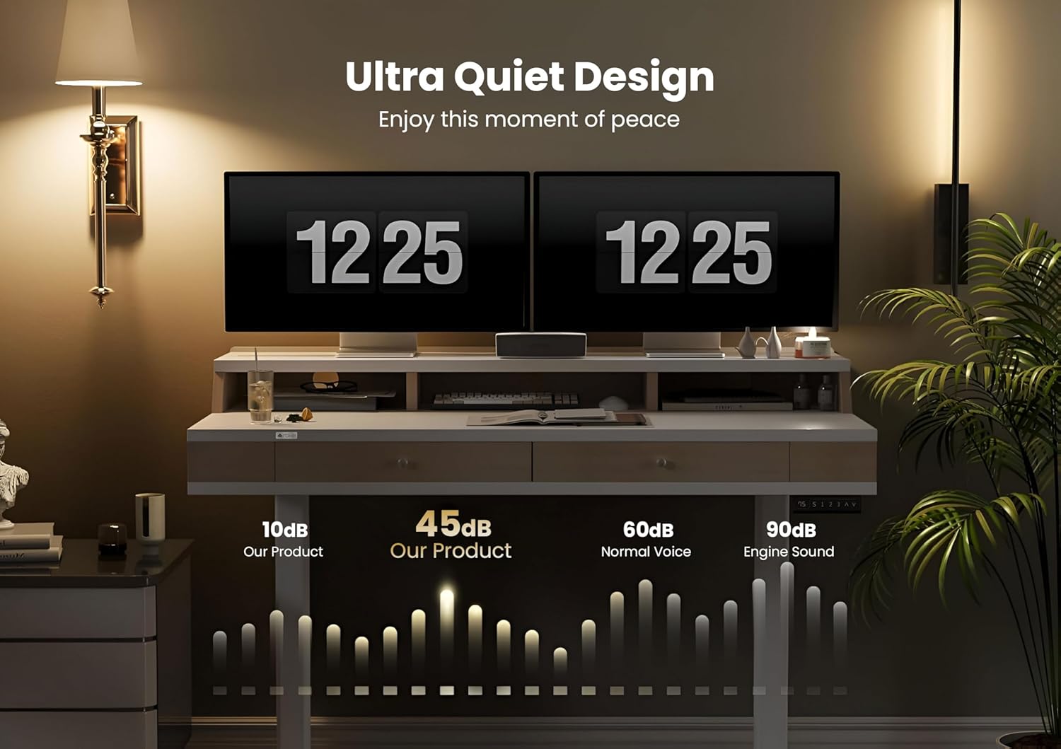 Drogo Artikel Valor Electric Height Adjustable Standing Desk with Storage Drawers & Shelves (Right Cabinet)