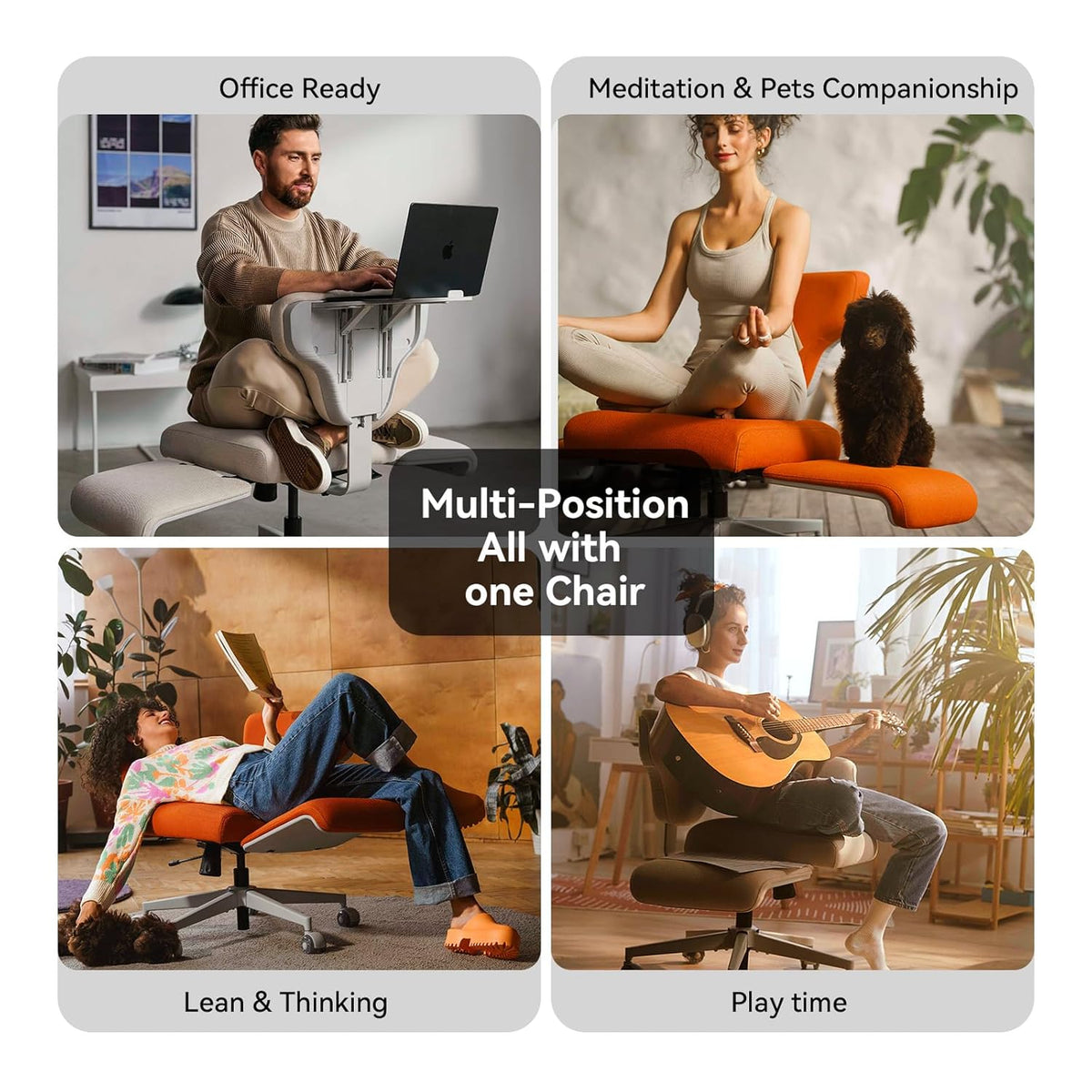 Freedom-X Multi-Position Cross Legged Office Chair (Grey)