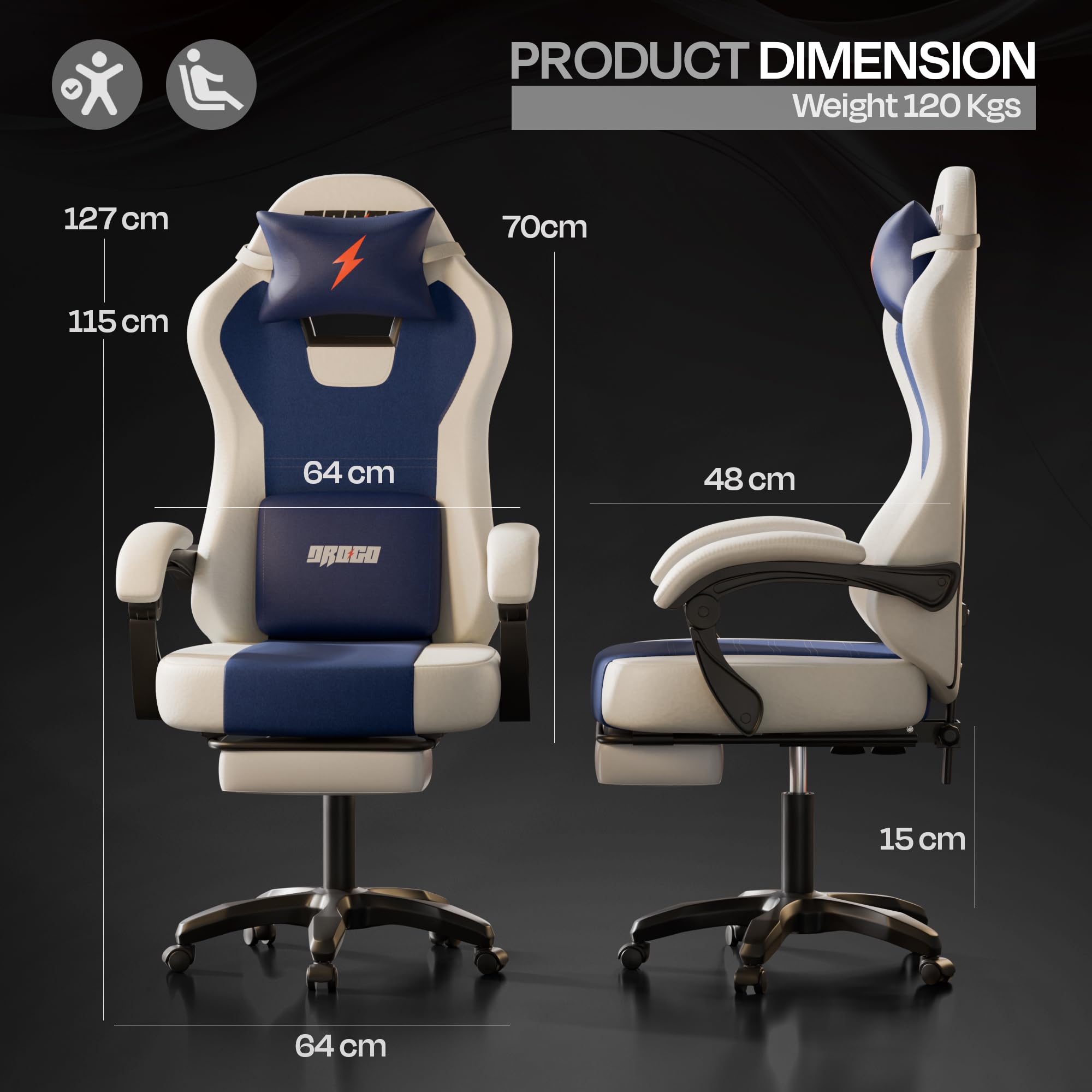 Drogo Aura Ergonomic Gaming Chair with Premium PU Leather Fabric