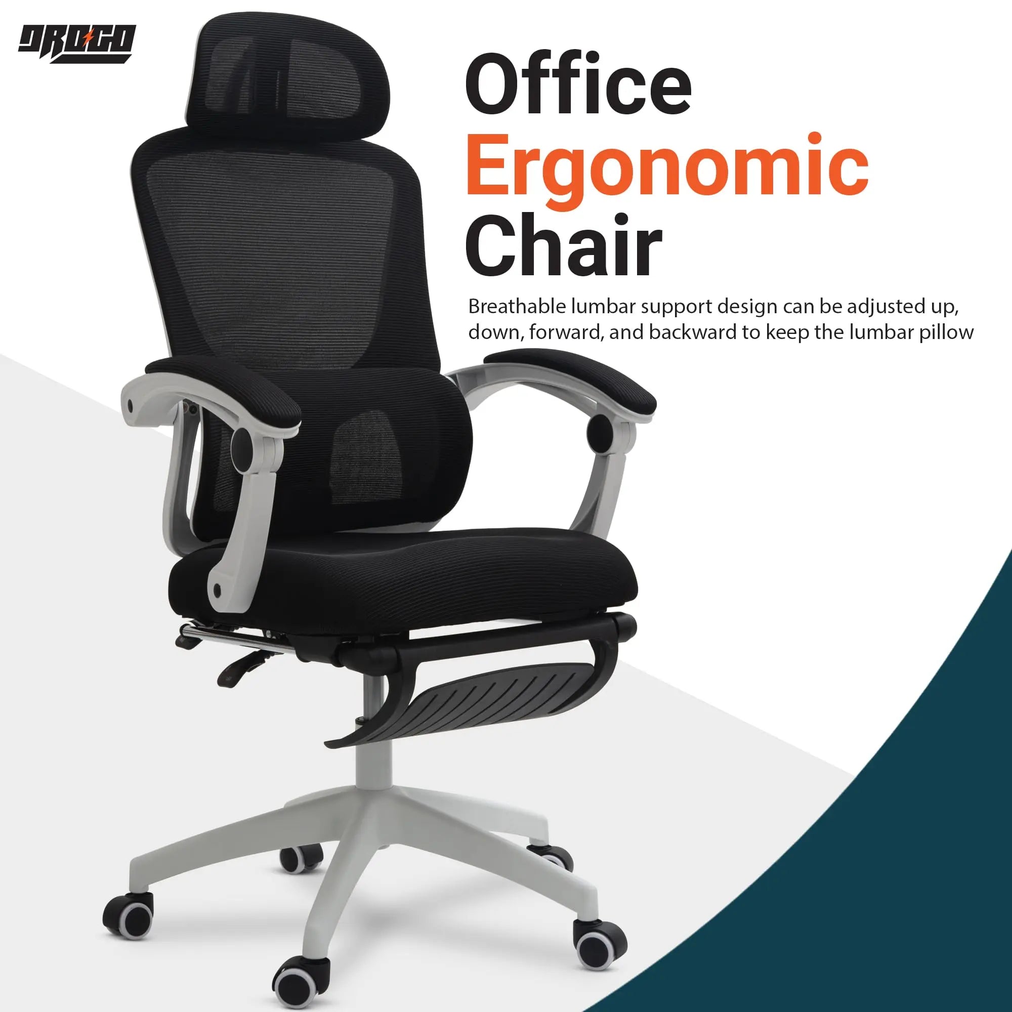 Drogo ComfortPro Premium Ergonomic Adjustable Office Chair for Work from Home,Mesh Chair for Office Galaxy Incorporation