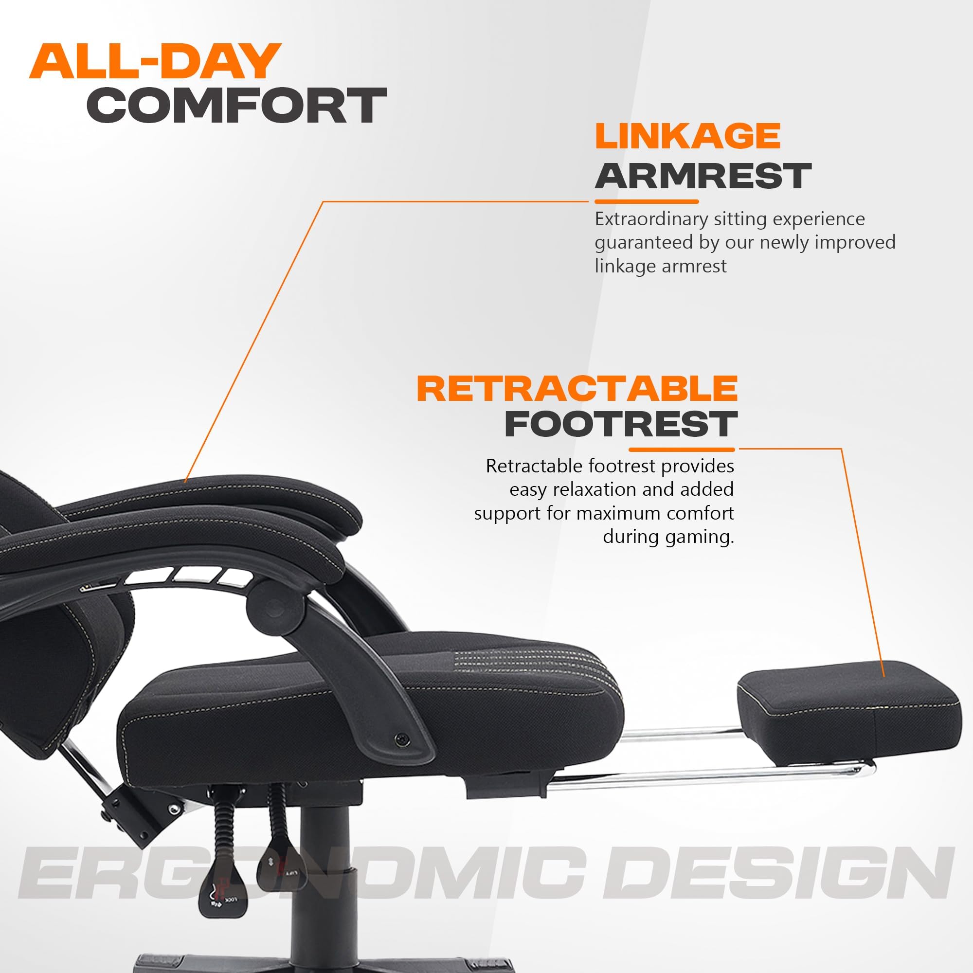 Drogo Apex Ergonomic Gaming Chair, Highback Computer Chair with Linkage Armrest