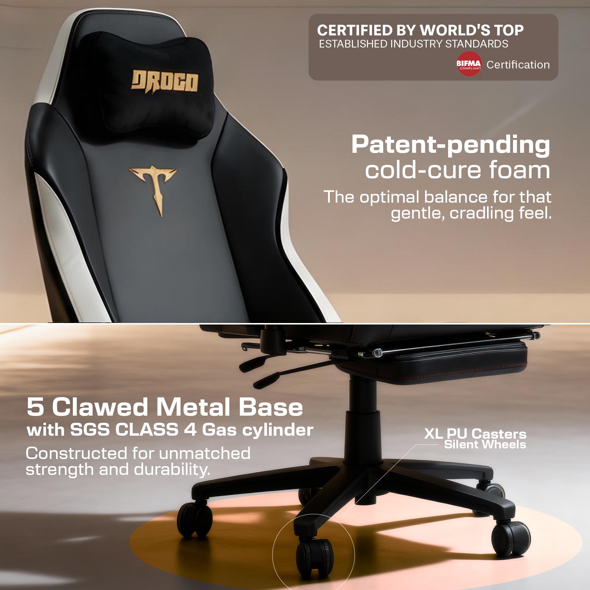 Drogo Titan Leto Ergonomic Gaming Chair with Hybrid Leatherette Fabric