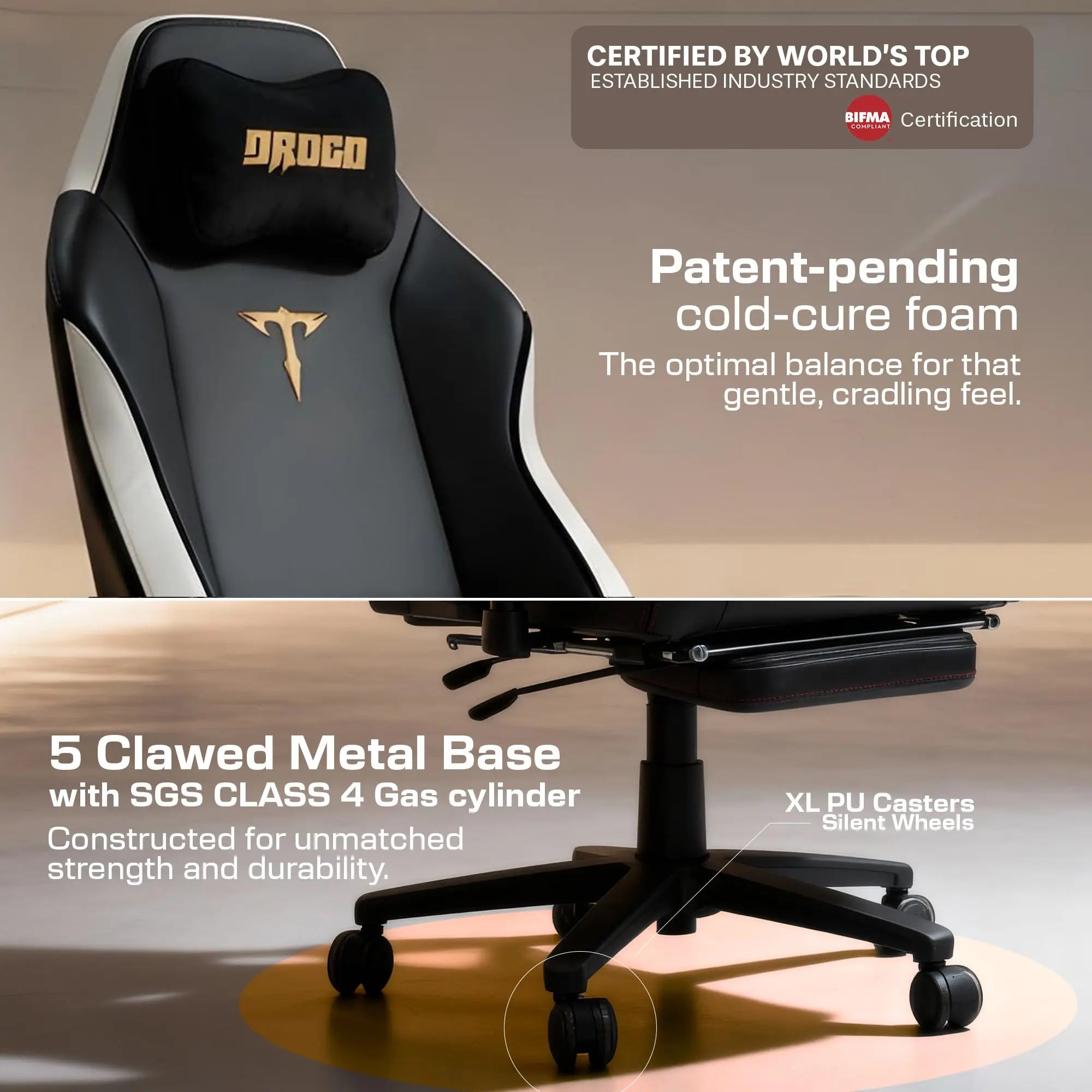 Drogo Titan Leto Ergonomic Gaming Chair with Hybrid Leatherette Fabric Drogo Ergonomics