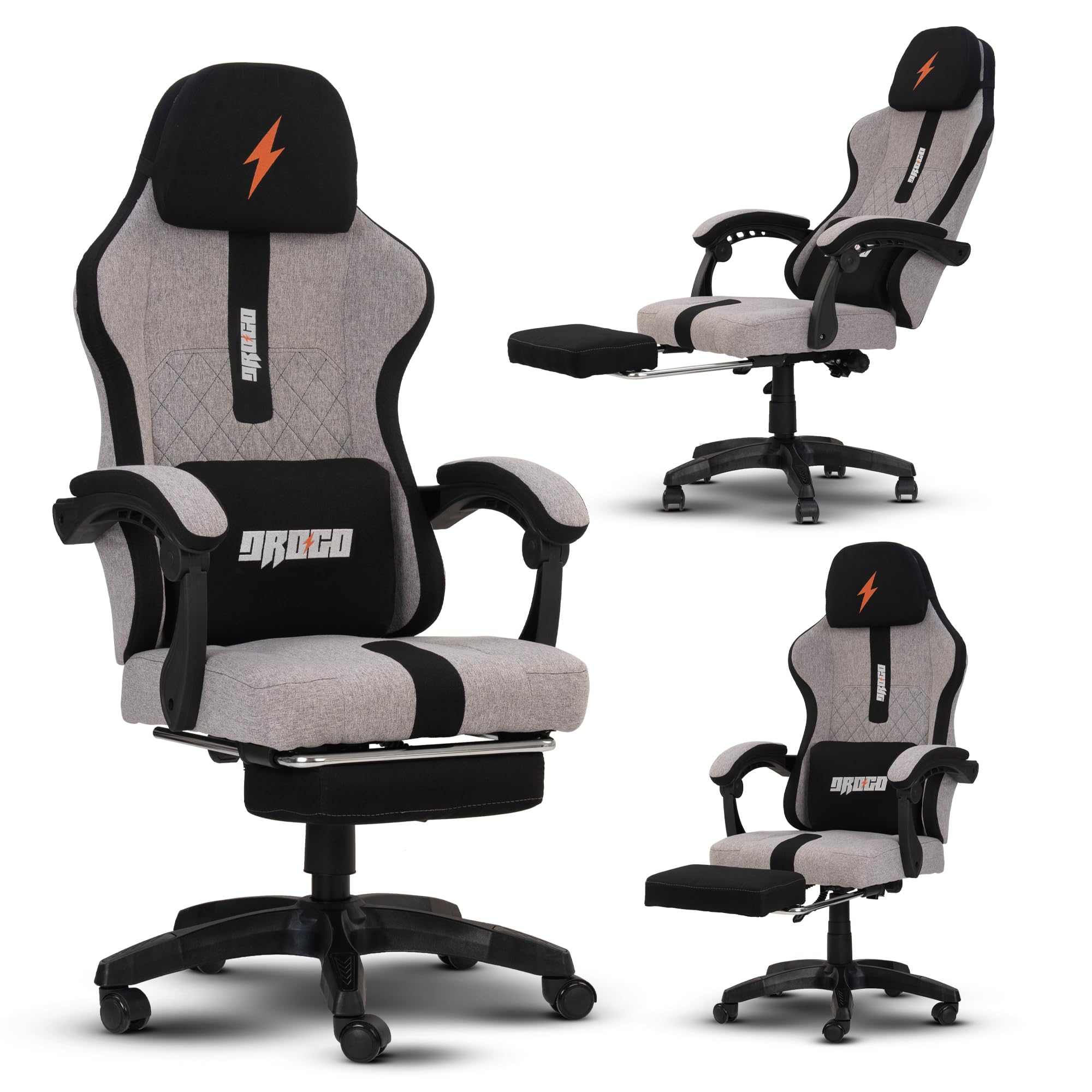 Drogo ComfortMax Ergonomic Gaming Chair with Breathable Fabric, Adjustable Neck