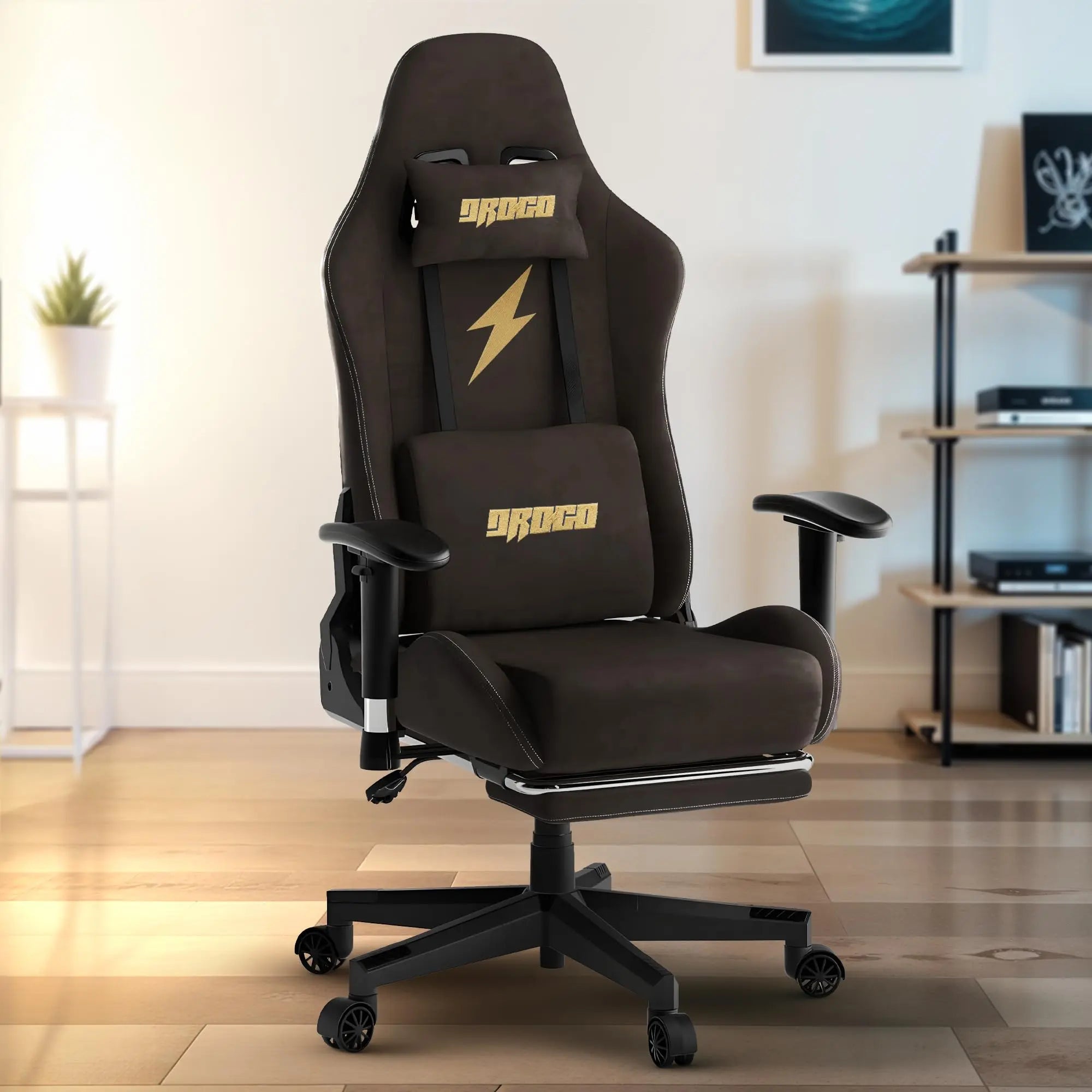 Drogo ProForm Suede Ergonomic Gaming Chair Adjustable Seat & Massager Lumbar Pillow Drogo India