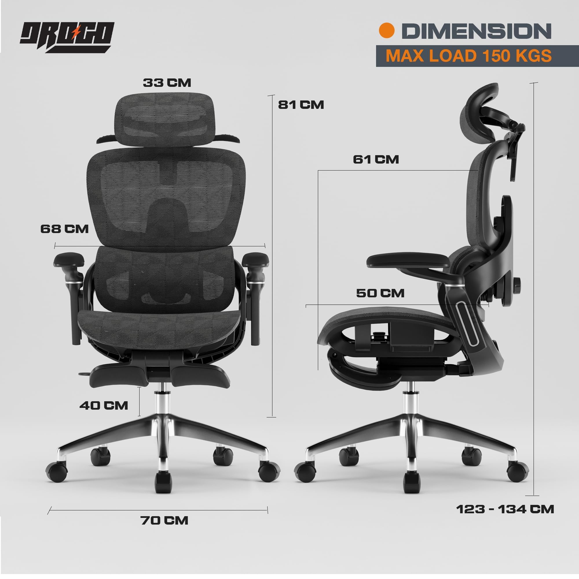 Drogo Evo Lounge Office Chair for Work from Home, Chair for Study with Breathable Mesh