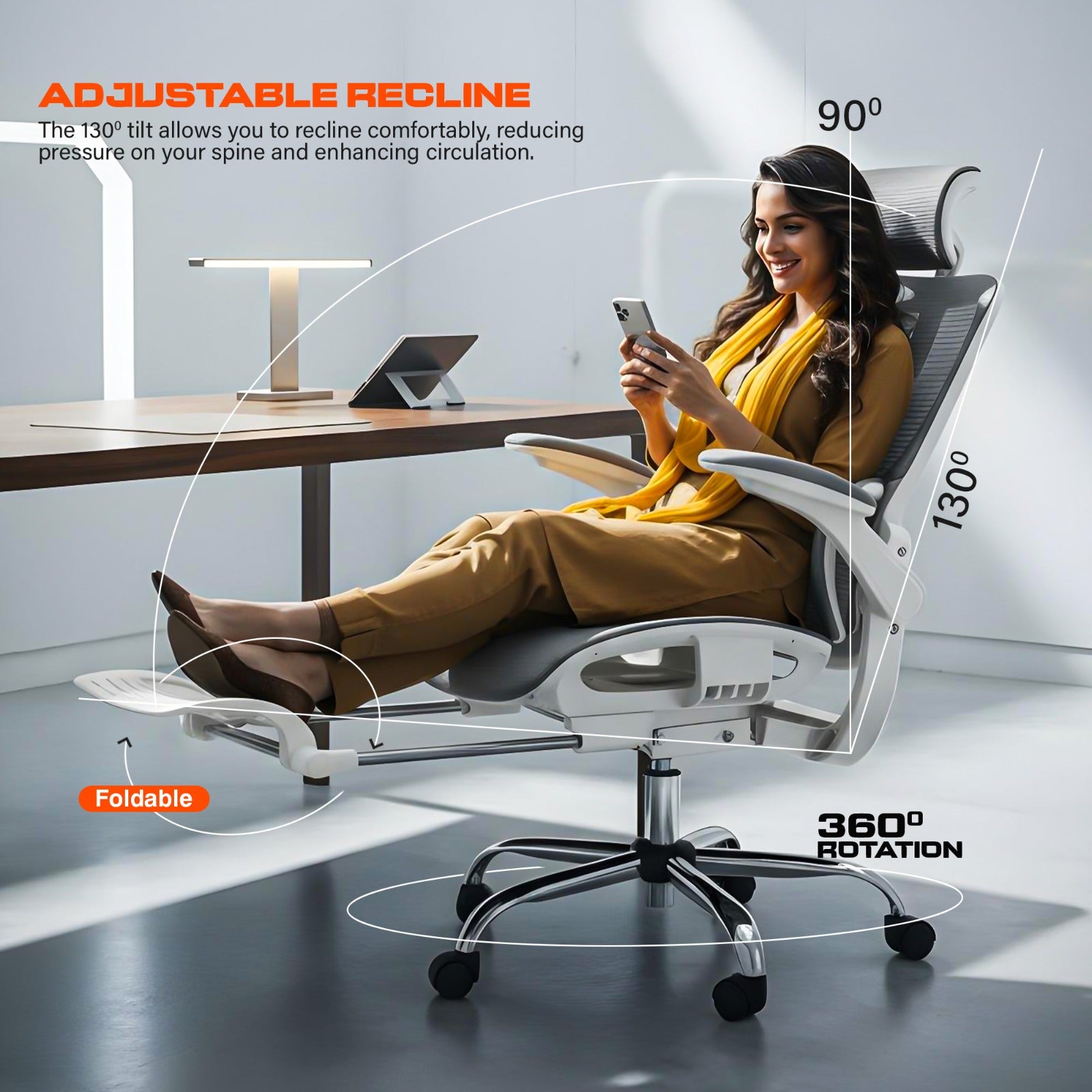 Drogo Ergonex Ergonomic Office Chair For Work From Home With Breathable Mesh