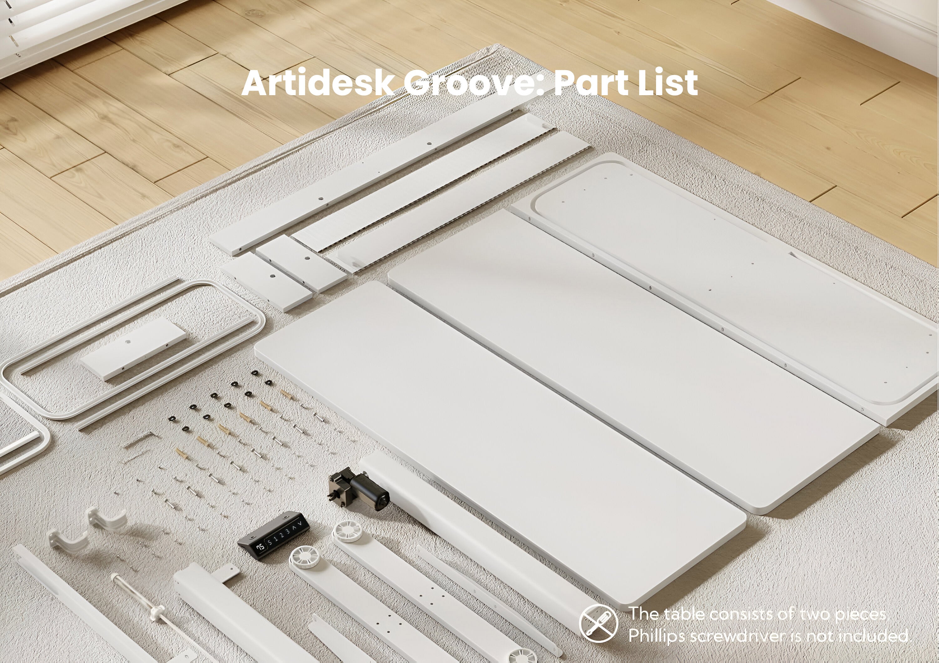 Drogo Artikel Groove Electric Height Adjustable Standing Desk with Roller Shutter Door Storage