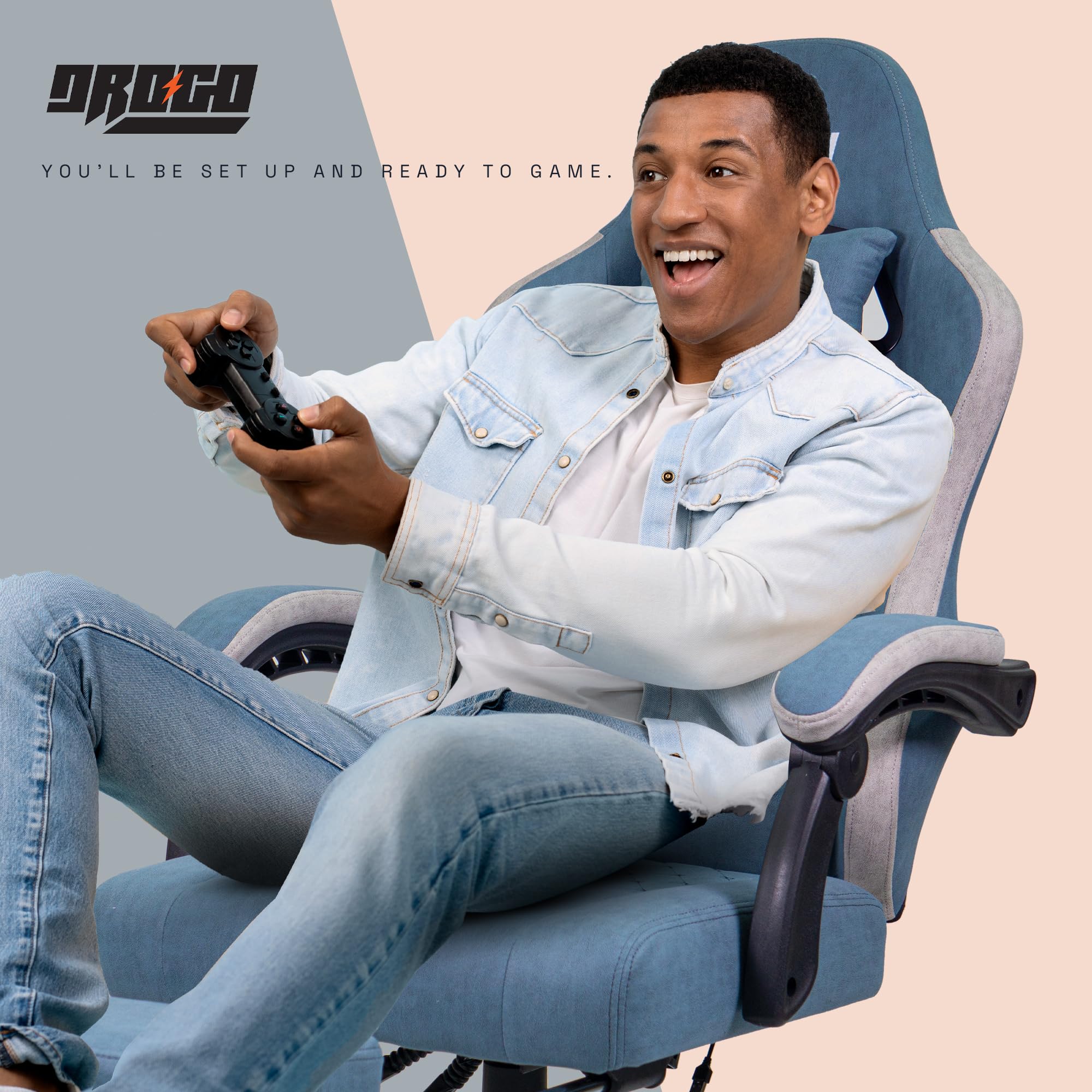Drogo Throne Ergonomic Gaming Chair With Linkage Armrest,Foot Rest,& Adjustable Seat