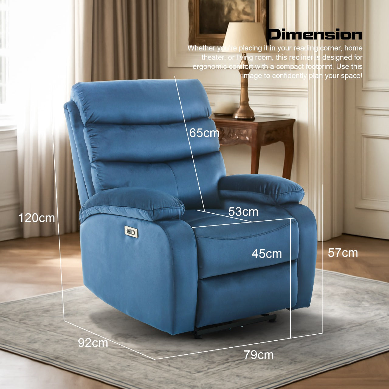 DROGO Valerium Electric Motorised 1 Seater Recliner Sofa with Rapid Recline Technology