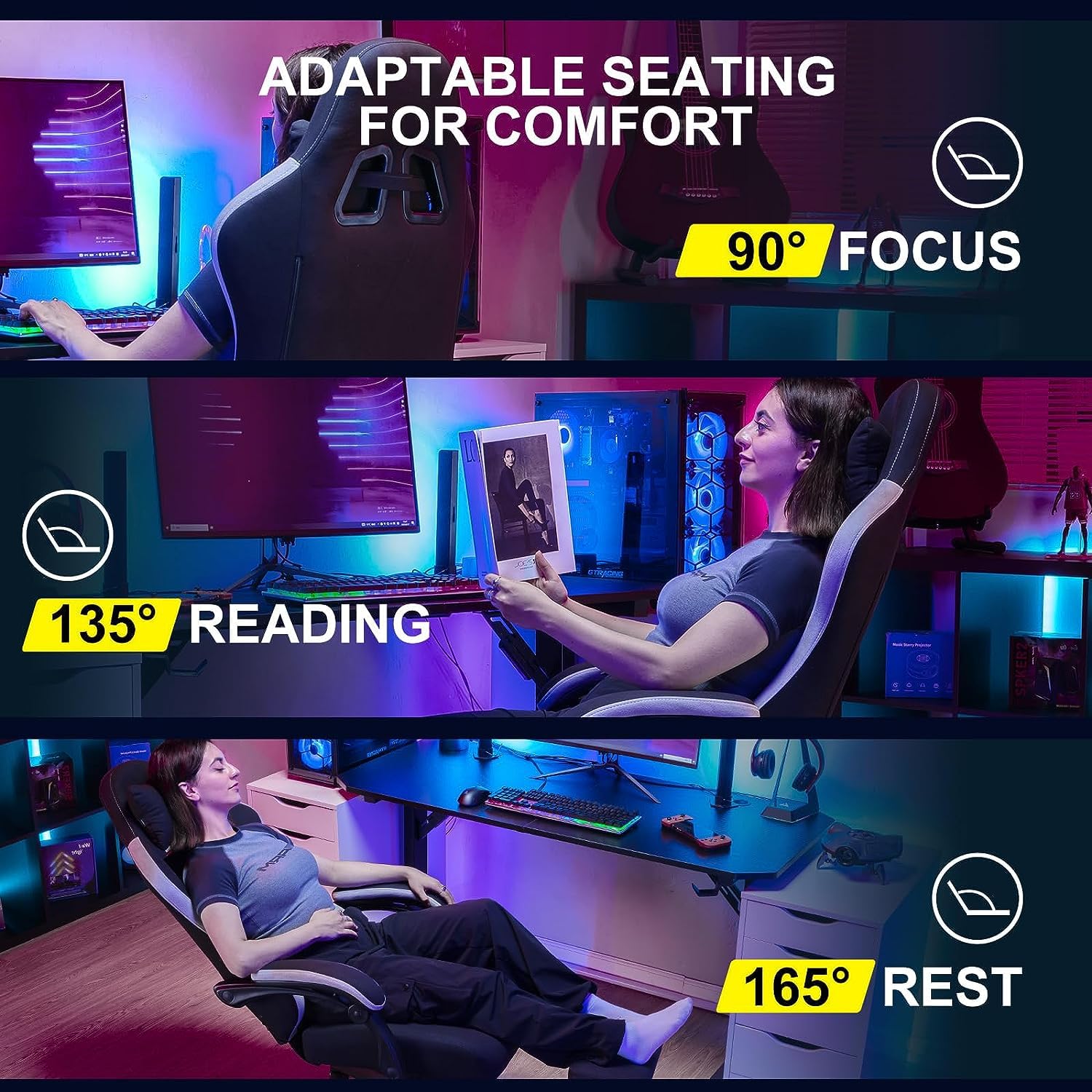 Drogo Throne Ergonomic Gaming Chair With Linkage Armrest,Foot Rest,& Adjustable Seat