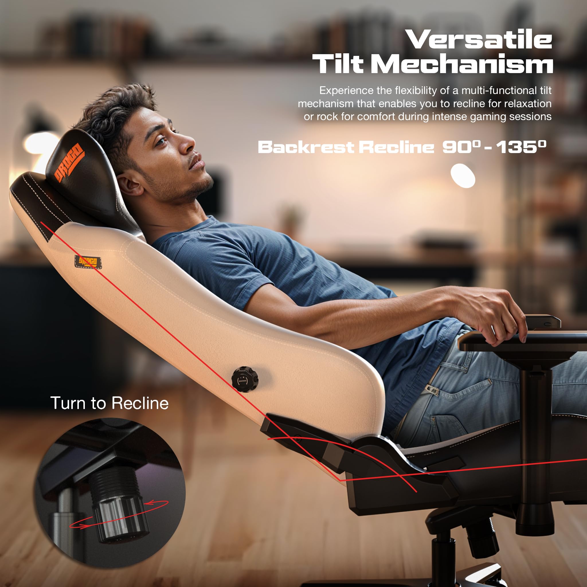 Drogo Drifting Series Ergonomic Gaming Chair with Premium Leatherette, 4D Armrest