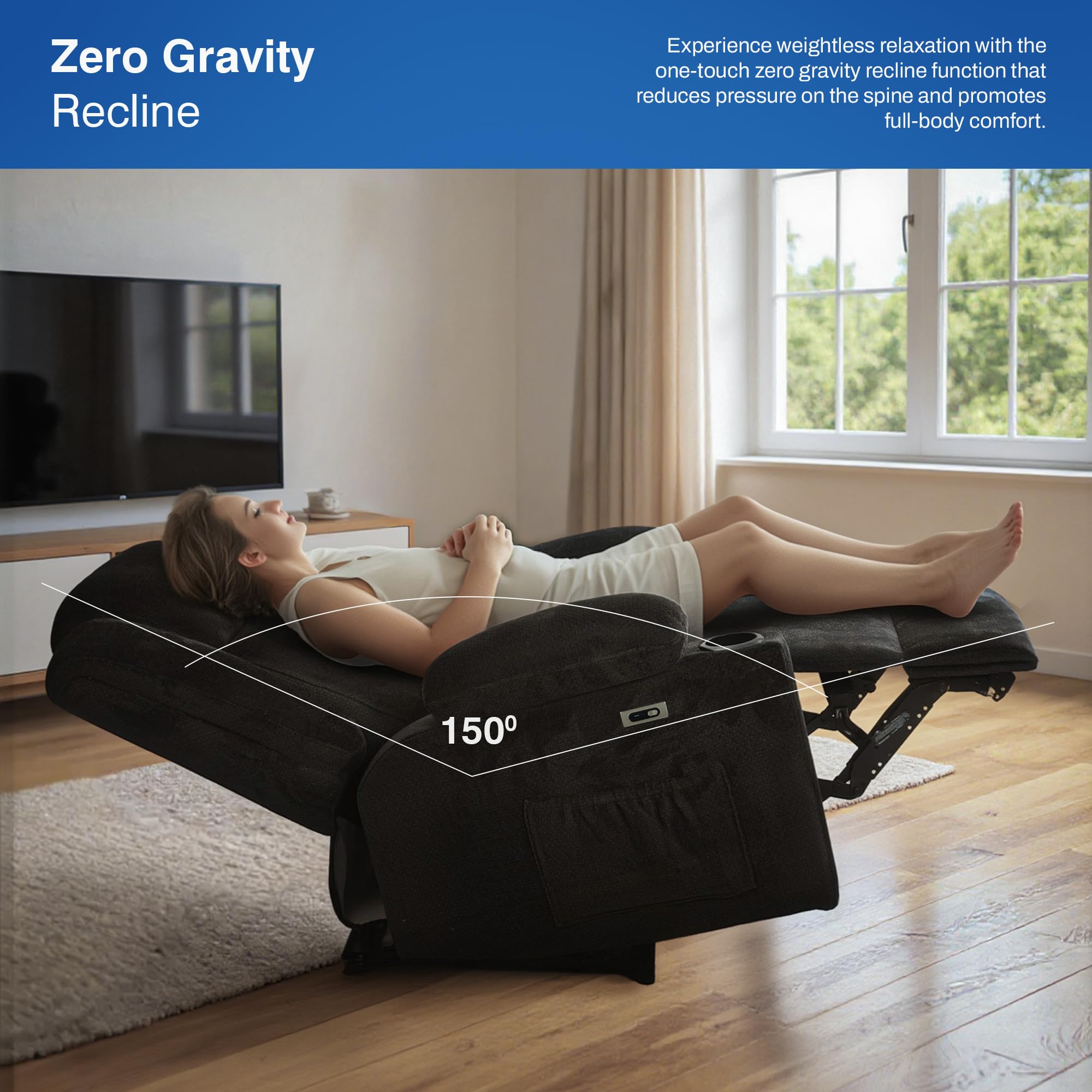 Drogo Luxora Zero Gravity Electric Motorised Single Seater Recliner Sofa with Rapid Recline Technology