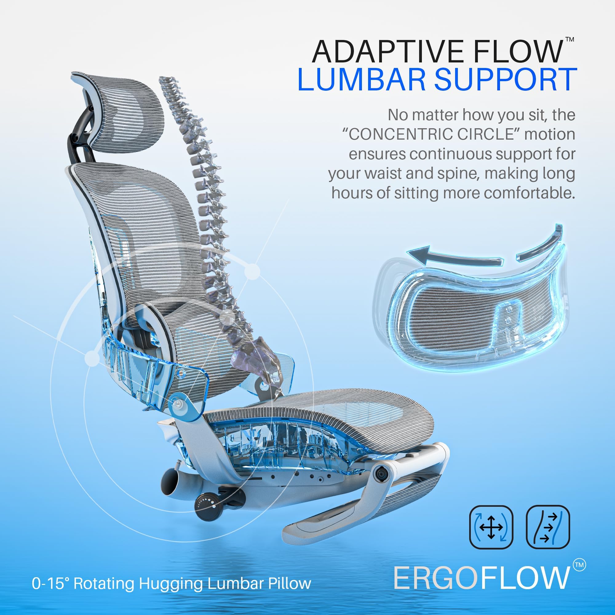 Drogo Ergo Flow Ergonomic Office Chair with Dynamic Lumbar Support & 3D Headrest