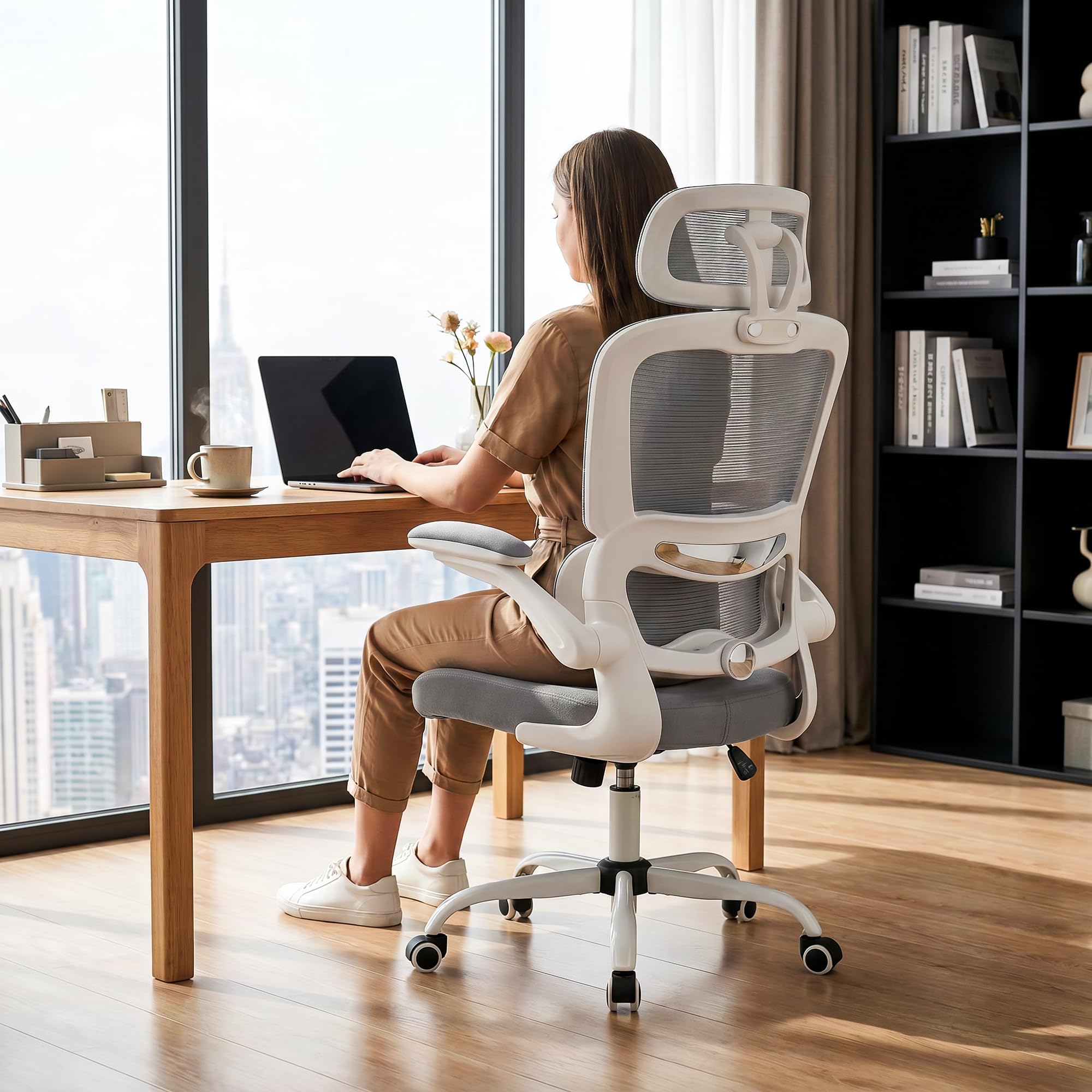 Drogo AeroFlex Ergonomic Office Chair for Work from Home, Flip-up Armrest & Recline