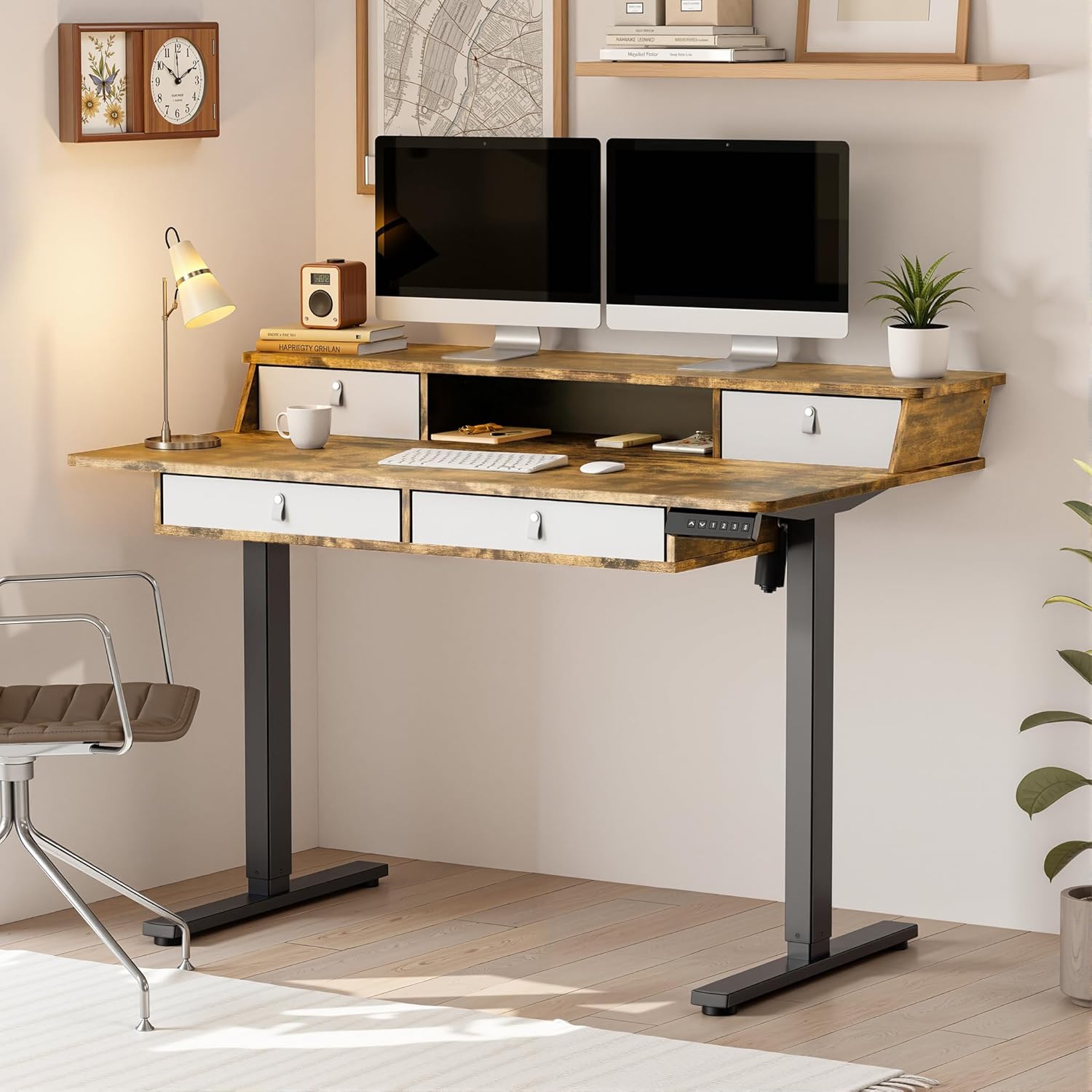 Drogo Valor Electric Height Adjustable Standing Desk with Storage Drawers Drogo India