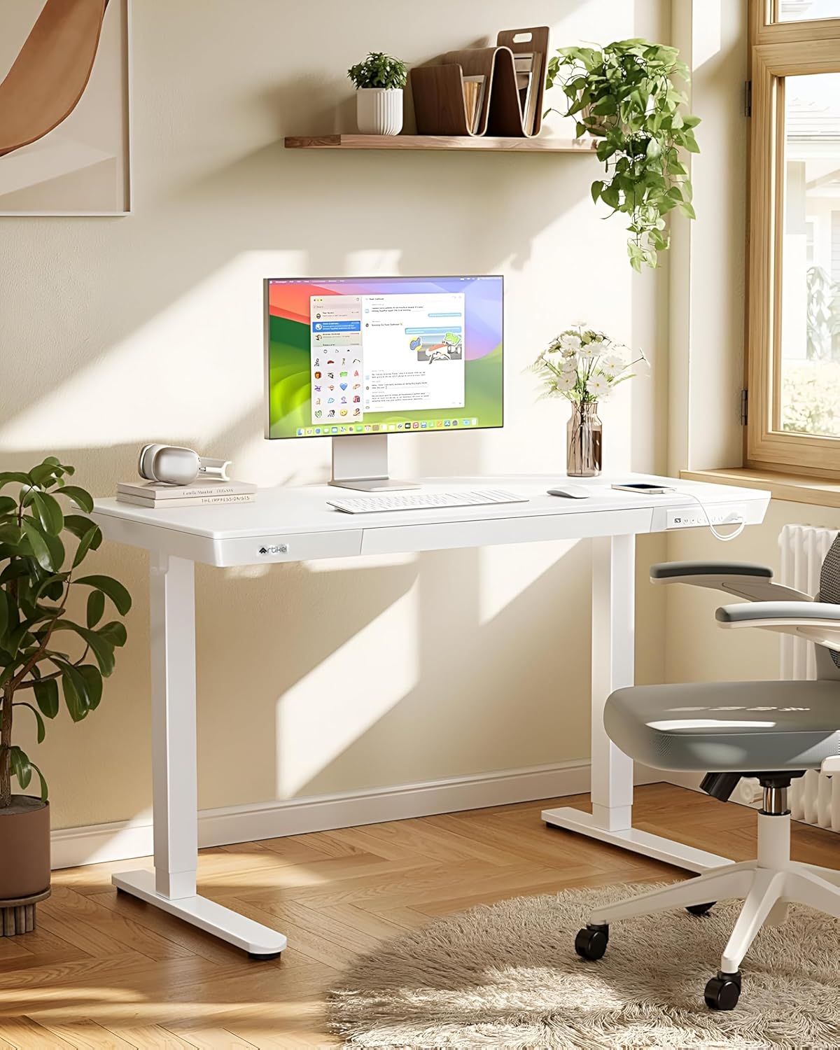 Drogo Artikel Advanced Pro Electric Height Adjustable Table DIY with 3 Year Warranty | Sit Stand Computer Desk 120 X 60 Cm - White