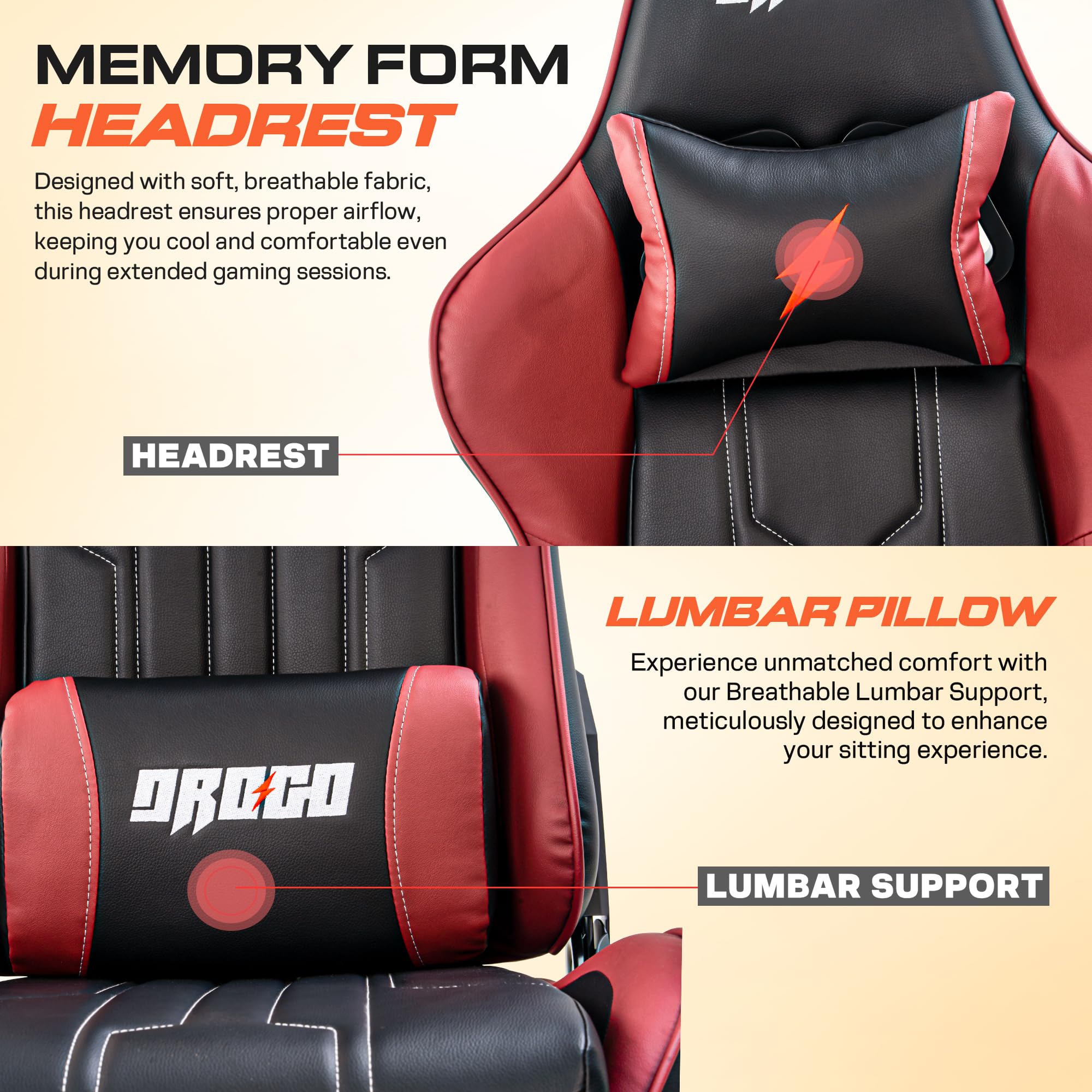 Drogo Wrath Pro Ergonomic Gaming Chair with Adjustable Seat, PU Leather