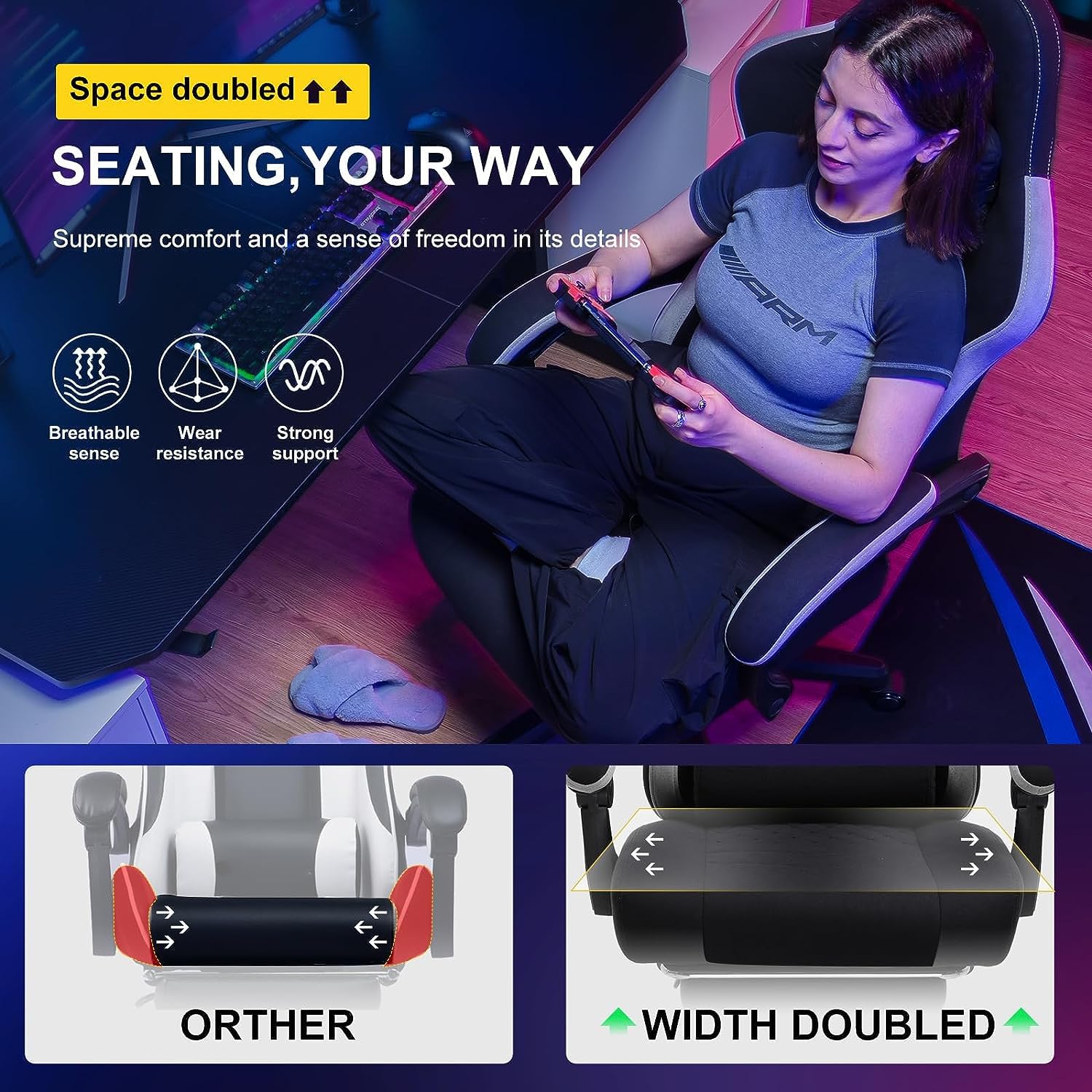 Drogo Throne Ergonomic Gaming Chair With Linkage Armrest,Foot Rest,& Adjustable Seat