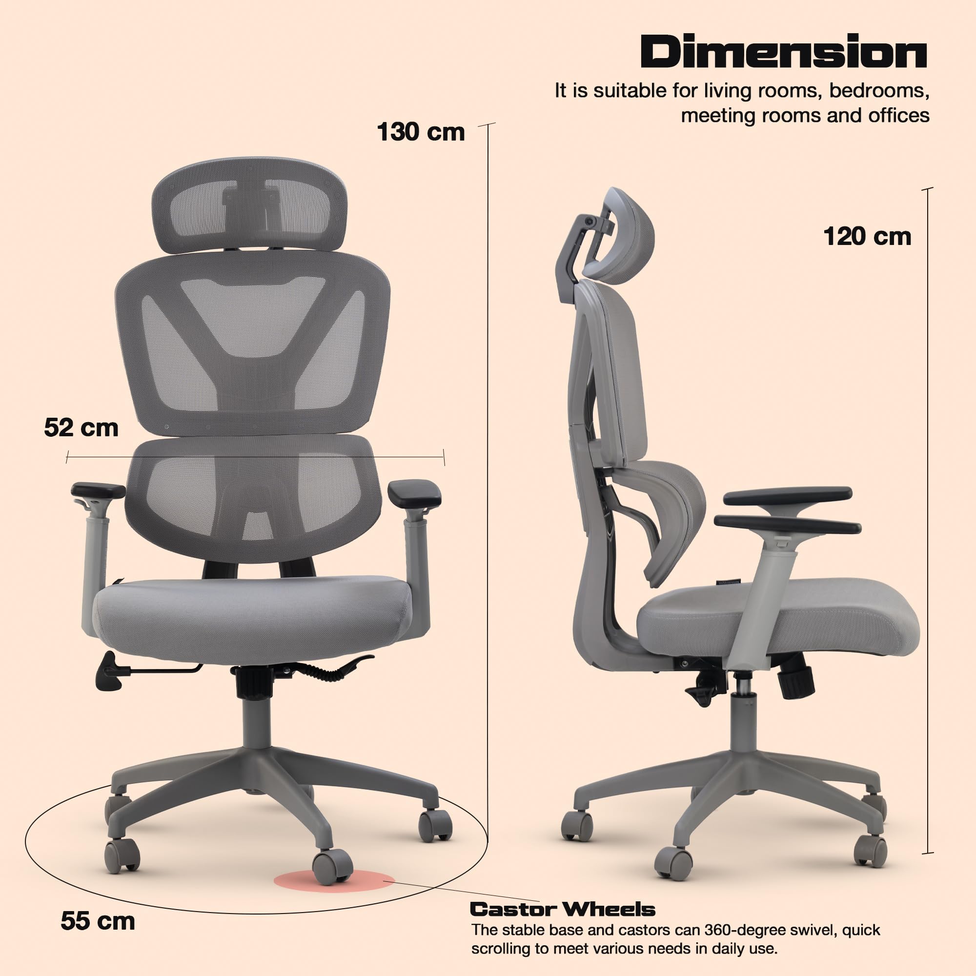 Drogo FlexY Series Ergonomic Office Mesh Chair with Armrest