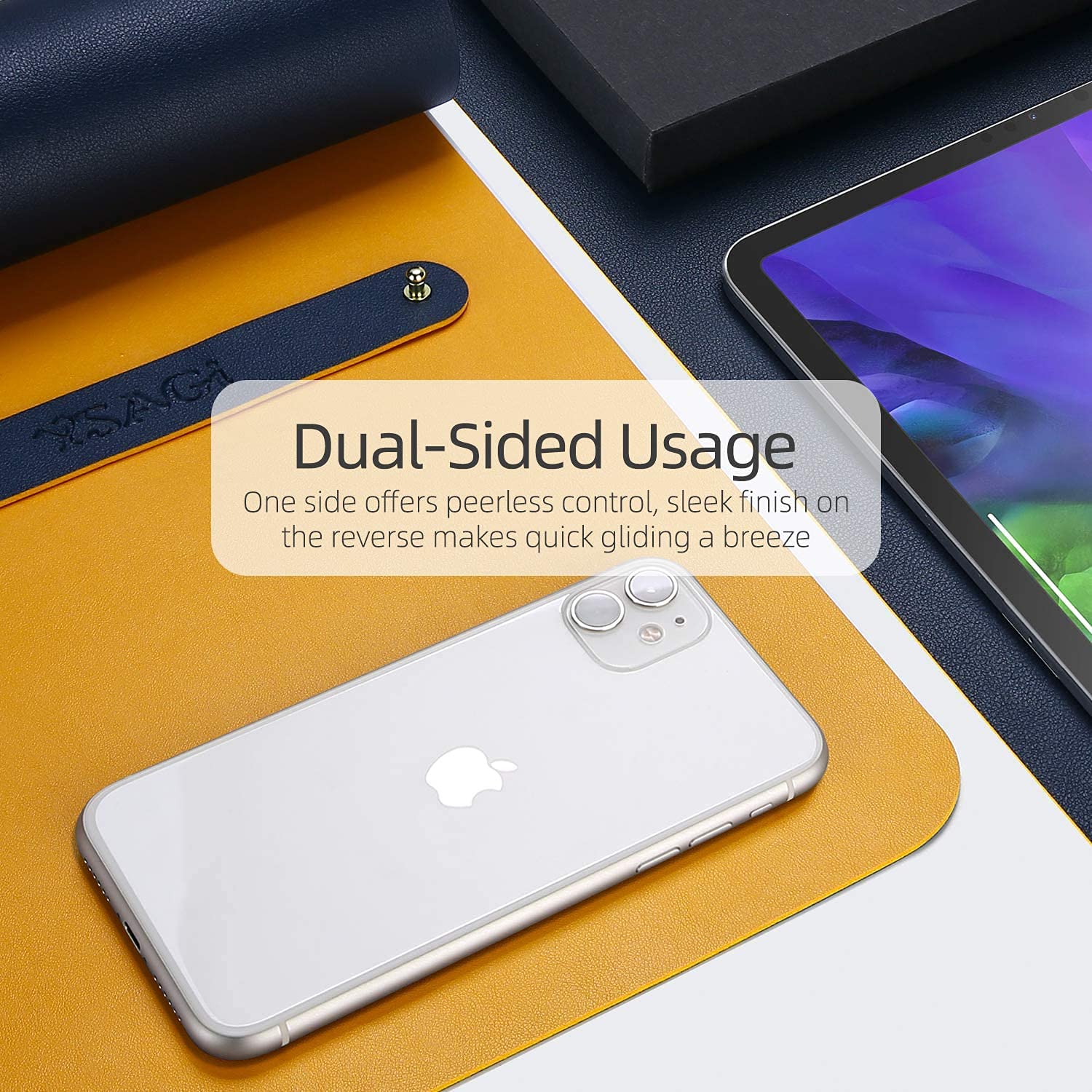 Drogo Dual-Sided Vegan Leather Mouse Pad Desk Mat for Office/Gaming (90x45cm)